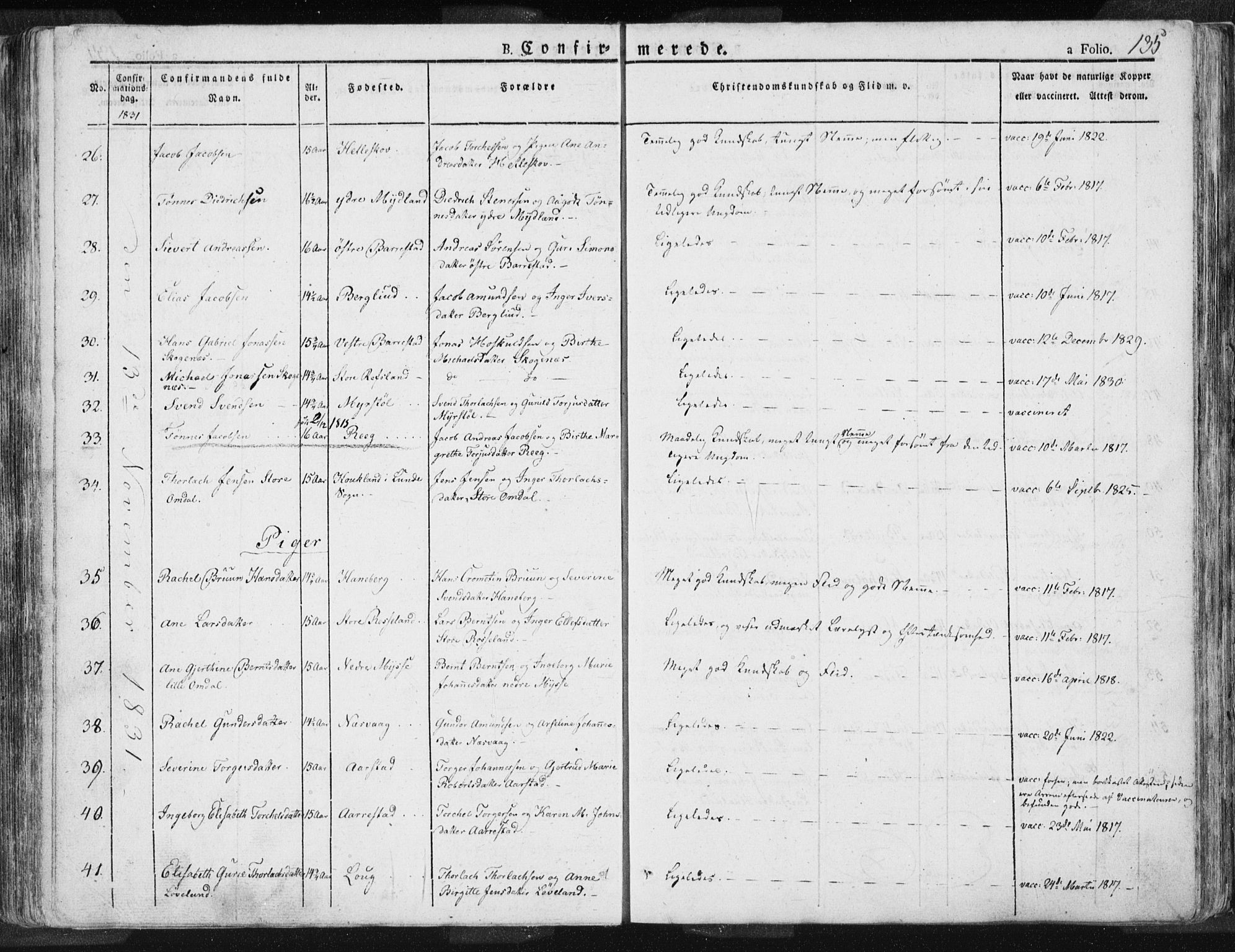 Sokndal sokneprestkontor, AV/SAST-A-101808: Parish register (official) no. A 7.1, 1826-1842, p. 135