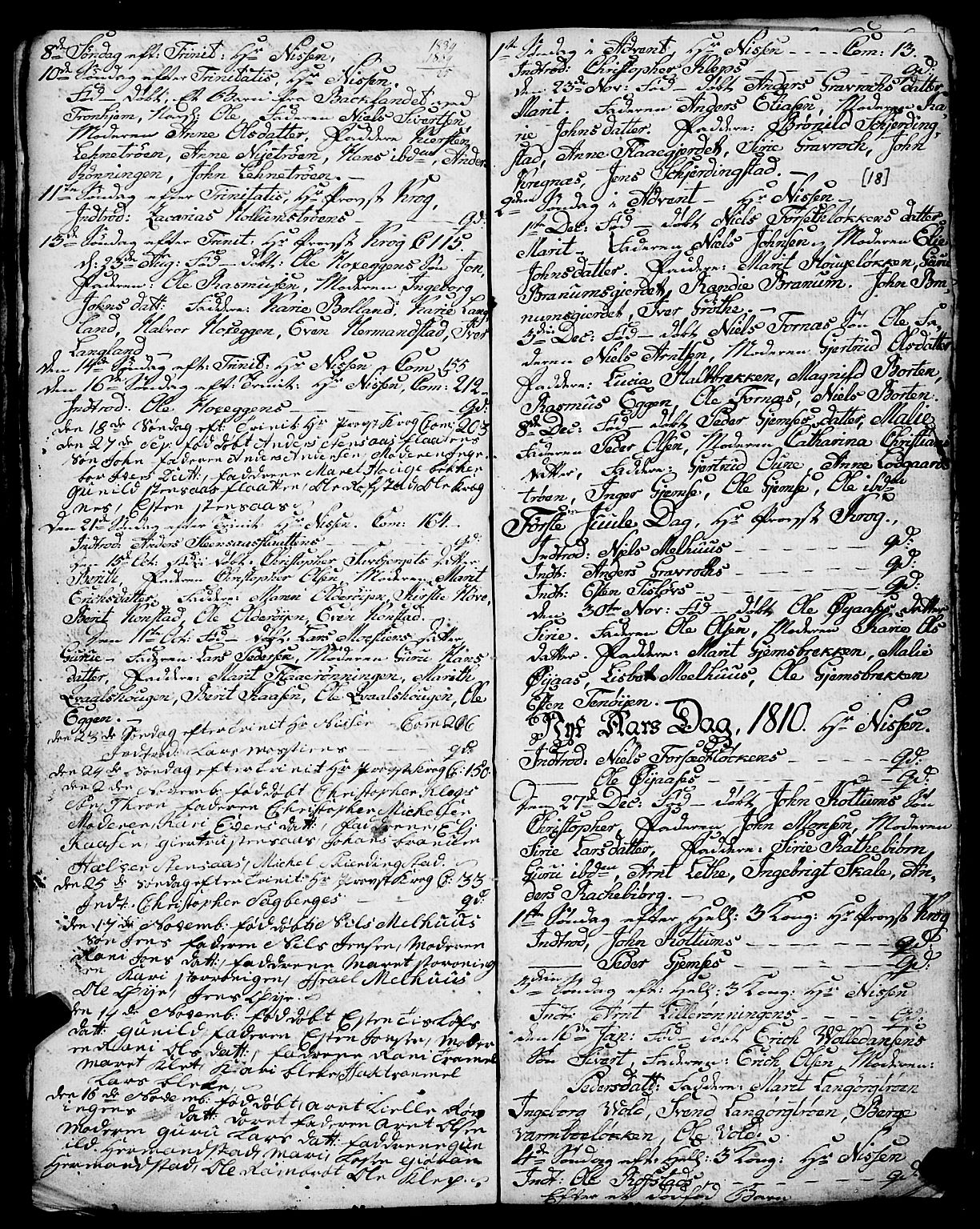 Ministerialprotokoller, klokkerbøker og fødselsregistre - Sør-Trøndelag, SAT/A-1456/691/L1091: Parish register (copy) no. 691C02, 1802-1815, p. 18