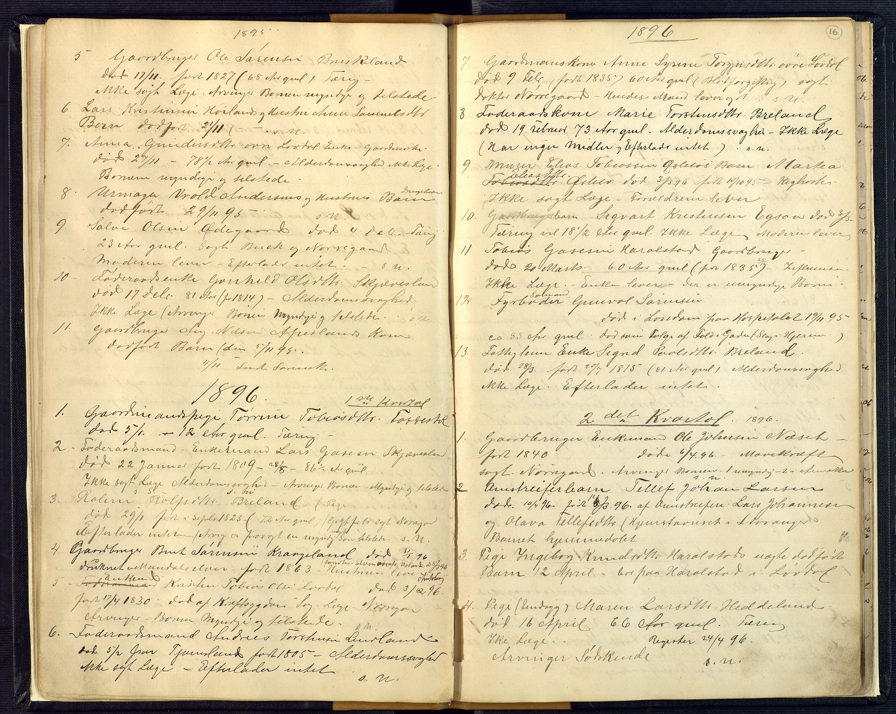 Mandal sorenskriveri, AV/SAK-1221-0005/001/H/Ha/L0016: Dødsfall Øyslebø og Laudal nr 15, 1882-1913, p. 16