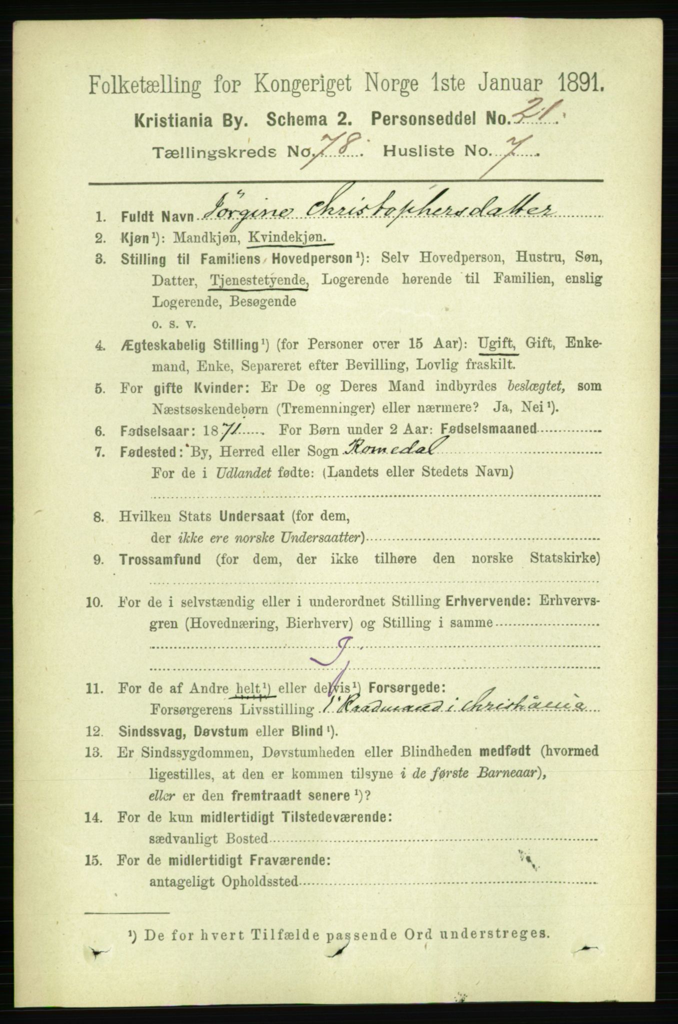 RA, 1891 census for 0301 Kristiania, 1891, p. 40975