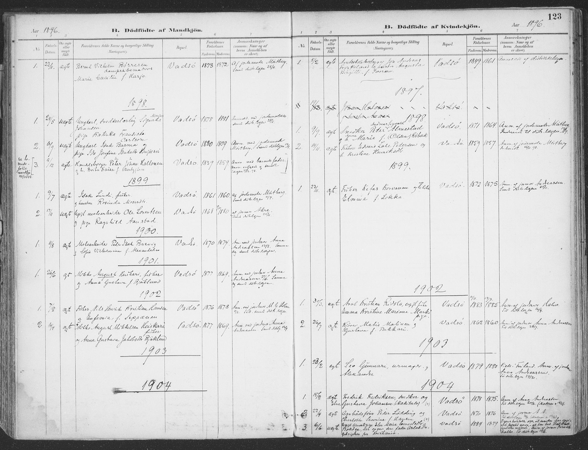 Vadsø sokneprestkontor, SATØ/S-1325/H/Ha/L0007kirke: Parish register (official) no. 7, 1896-1916, p. 123