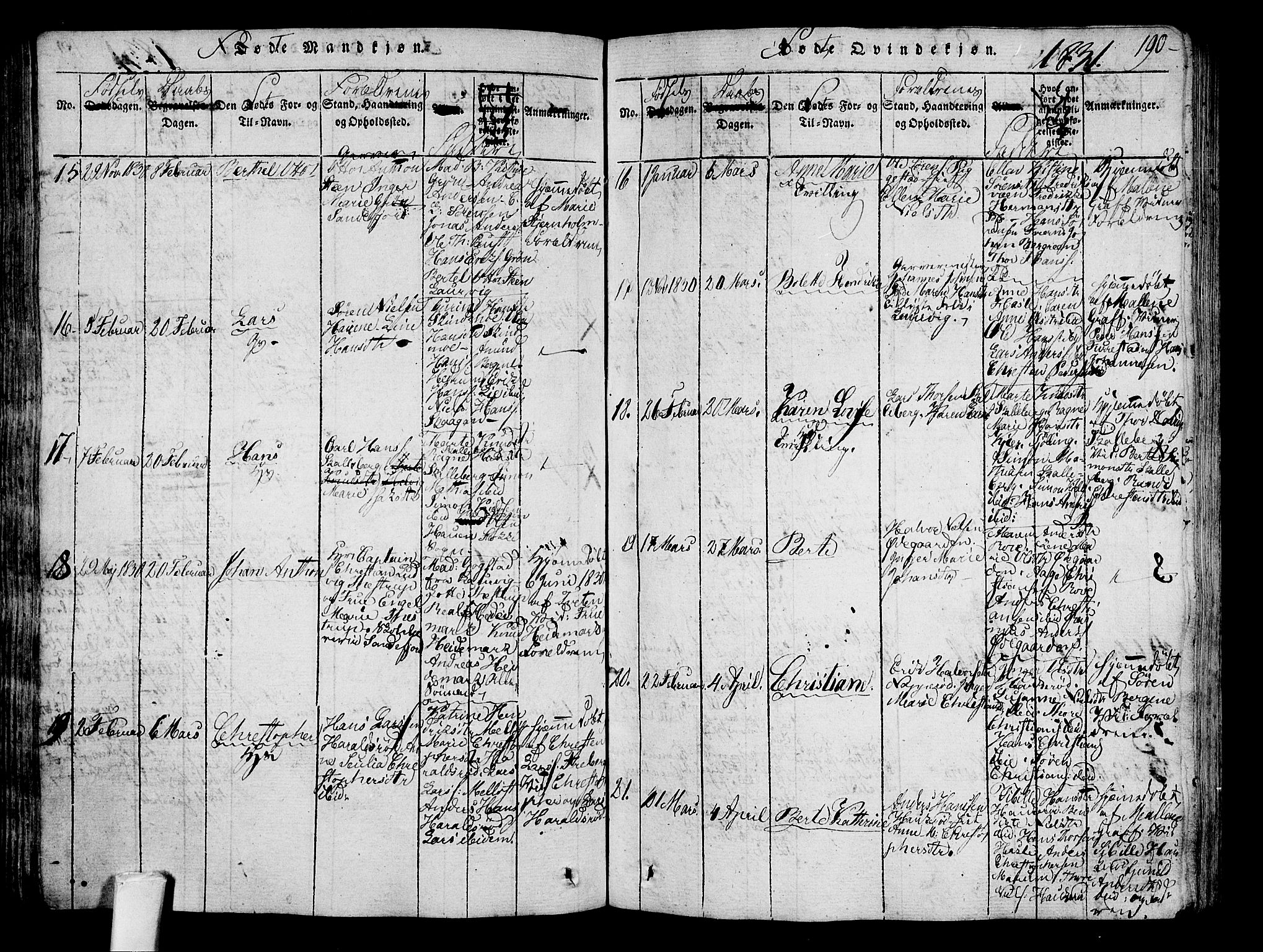 Sandar kirkebøker, AV/SAKO-A-243/F/Fa/L0004: Parish register (official) no. 4, 1814-1832, p. 190