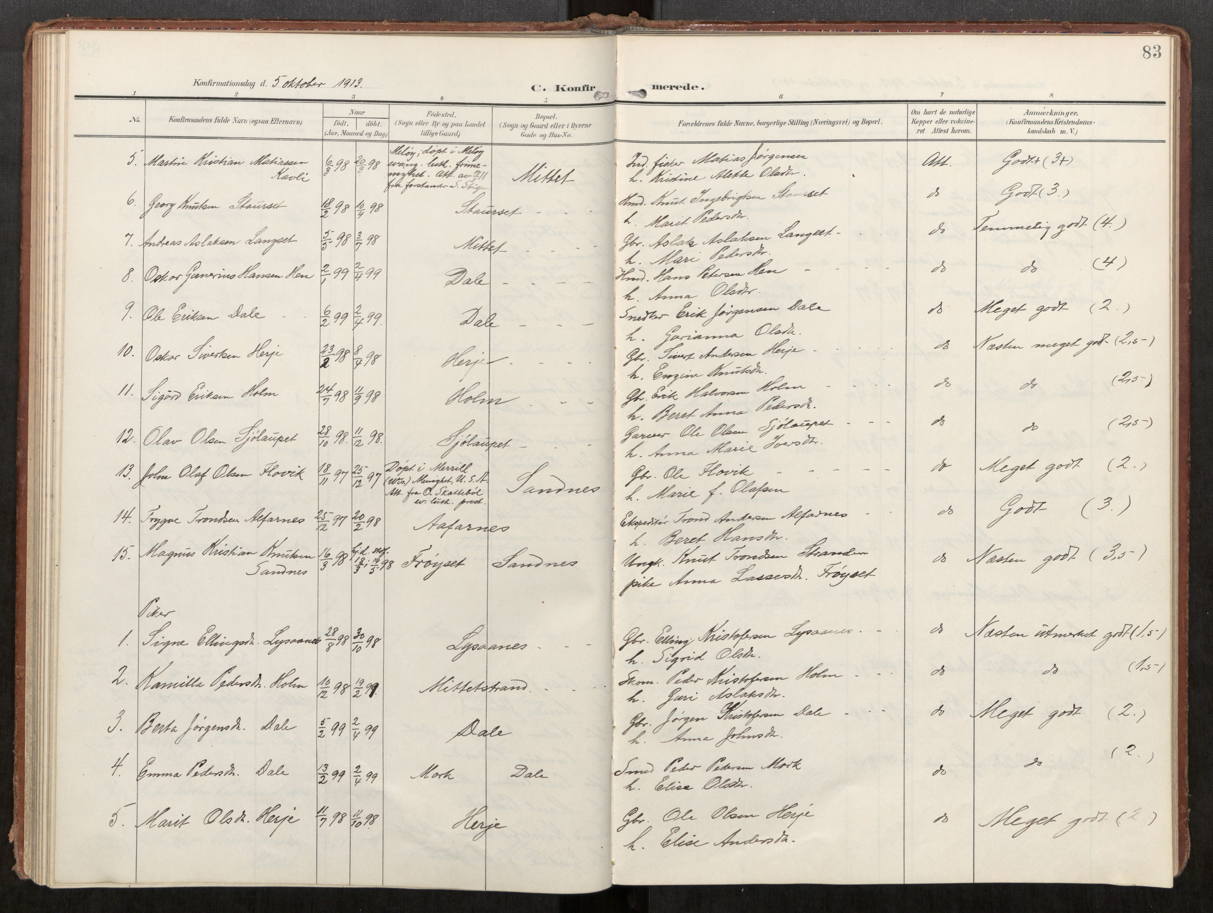 Ministerialprotokoller, klokkerbøker og fødselsregistre - Møre og Romsdal, AV/SAT-A-1454/549/L0618: Parish register (official) no. 549A01, 1906-1927, p. 83