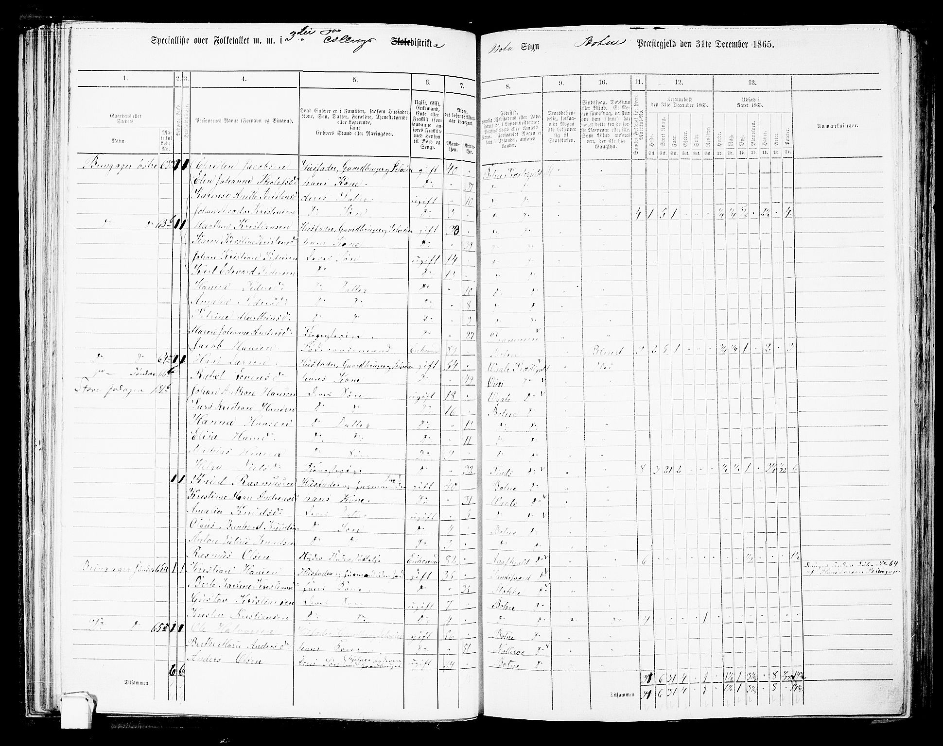 RA, 1865 census for Botne/Botne og Hillestad, 1865, p. 56