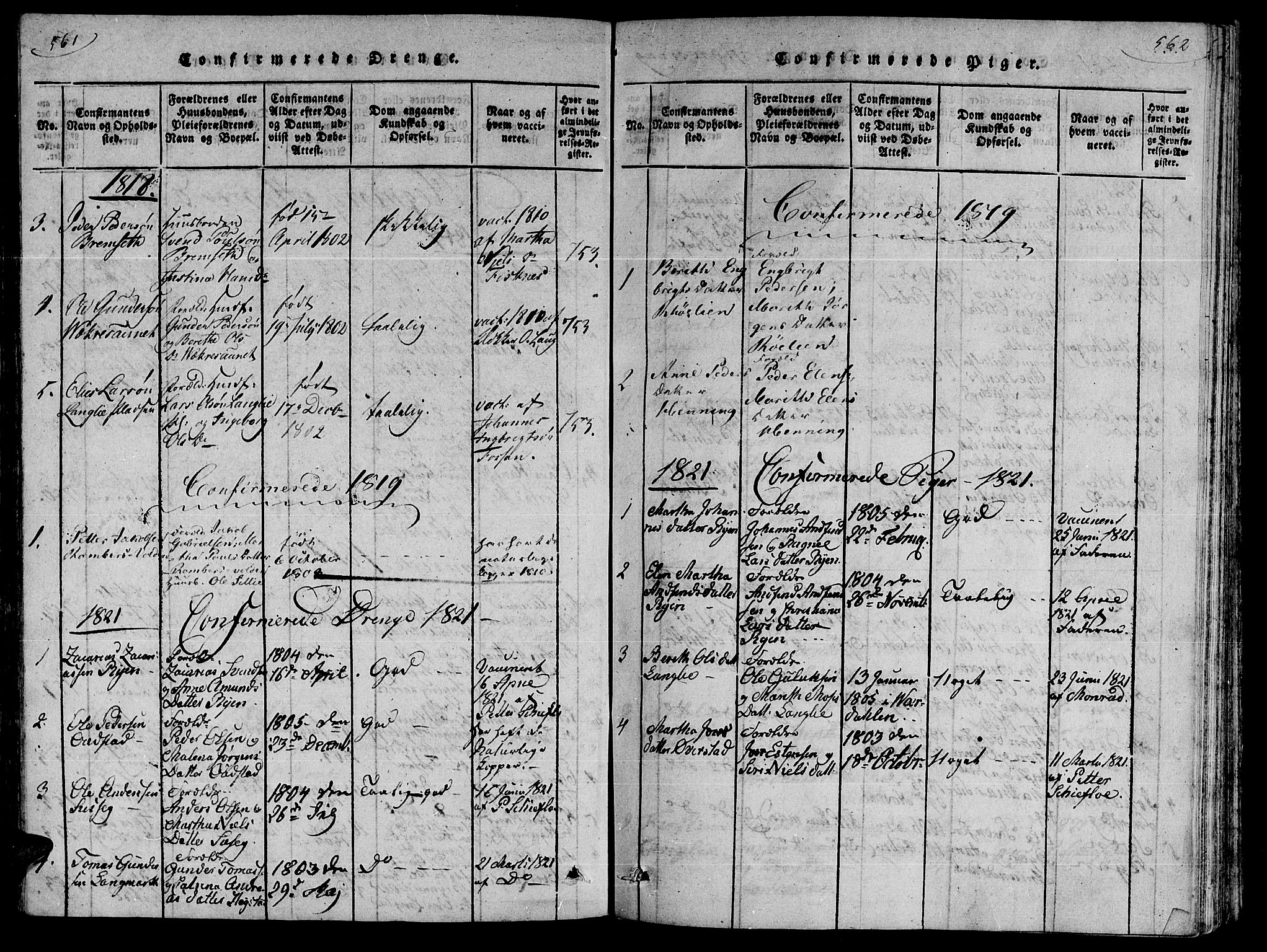 Ministerialprotokoller, klokkerbøker og fødselsregistre - Nord-Trøndelag, SAT/A-1458/735/L0333: Parish register (official) no. 735A04 /3, 1816-1825, p. 561-562