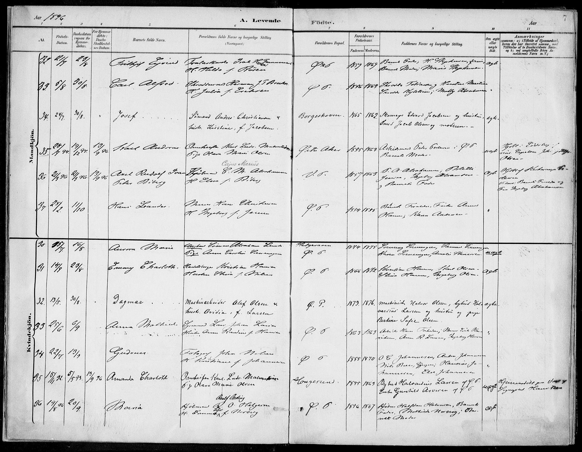 Porsgrunn kirkebøker , AV/SAKO-A-104/F/Fa/L0010: Parish register (official) no. 10, 1895-1919, p. 7