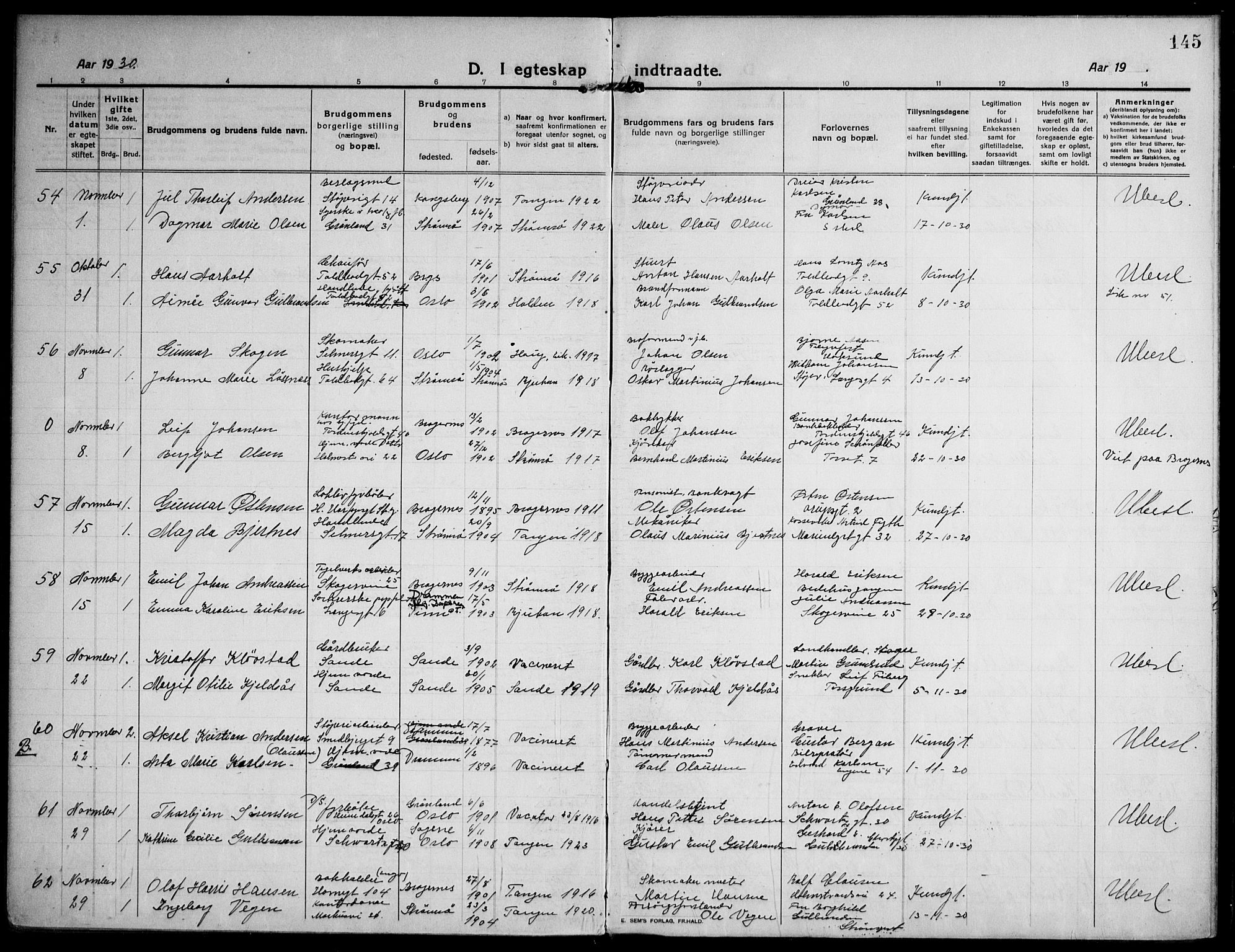 Strømsø kirkebøker, AV/SAKO-A-246/F/Fa/L0027: Parish register (official) no. I 28, 1912-1931, p. 145