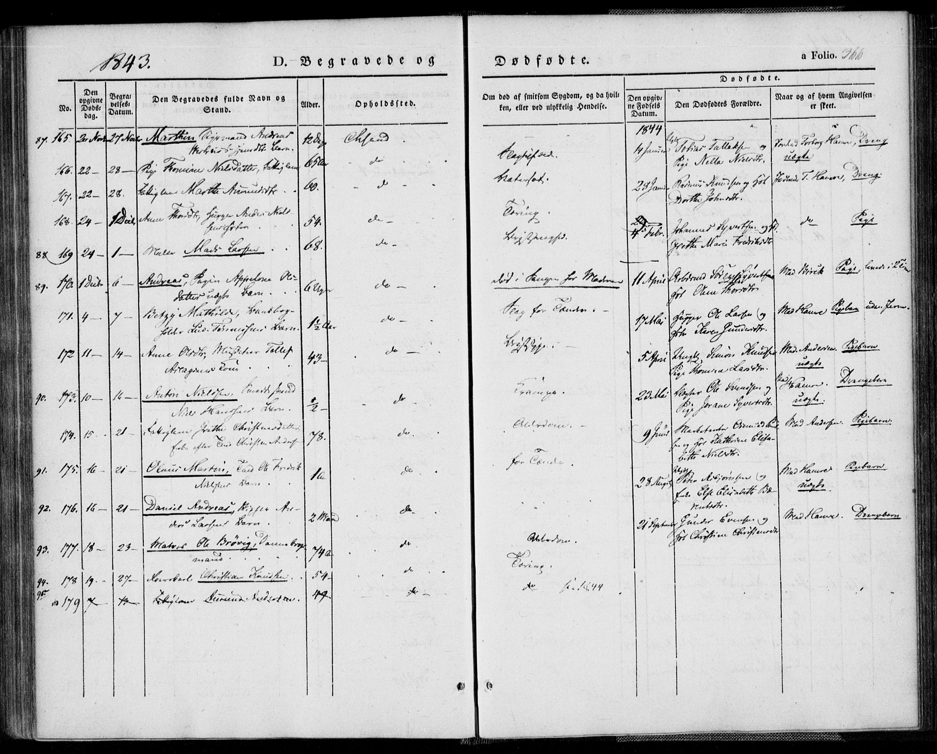 Kristiansand domprosti, SAK/1112-0006/F/Fa/L0013: Parish register (official) no. A 13, 1842-1851, p. 366