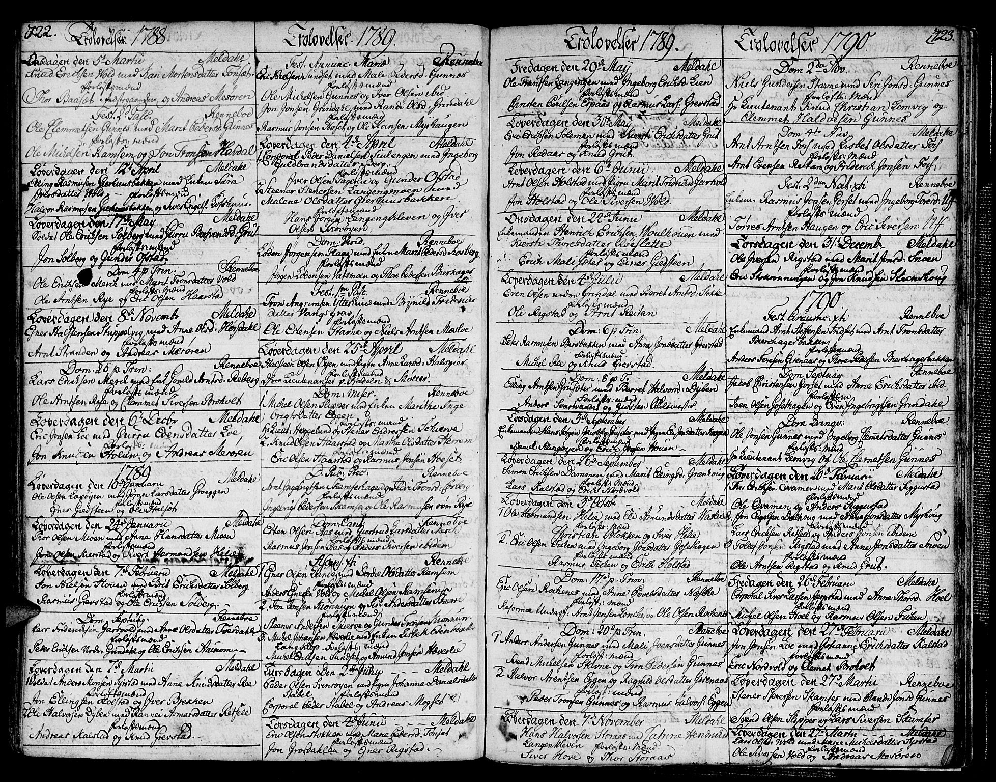 Ministerialprotokoller, klokkerbøker og fødselsregistre - Sør-Trøndelag, SAT/A-1456/672/L0852: Parish register (official) no. 672A05, 1776-1815, p. 722-723