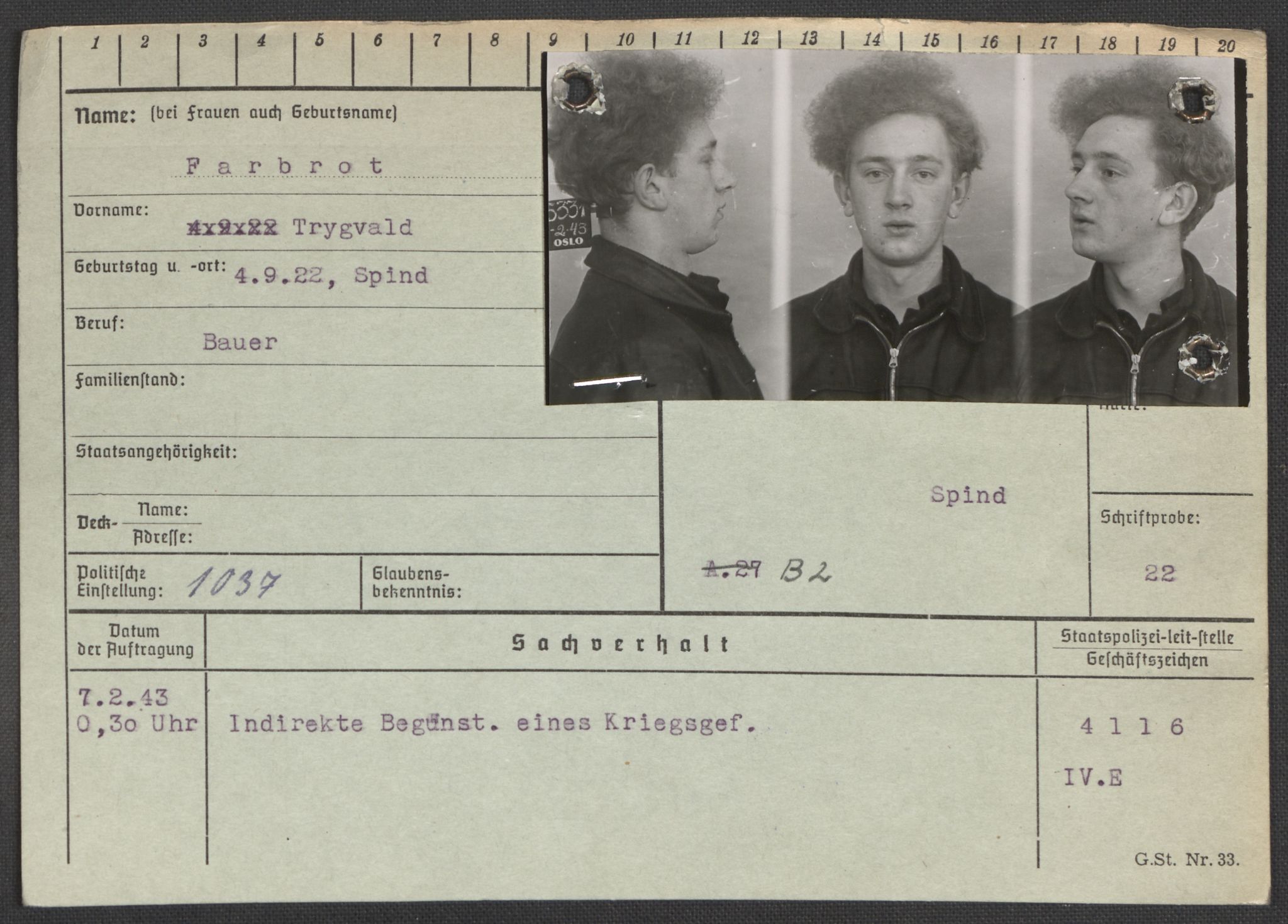 Befehlshaber der Sicherheitspolizei und des SD, AV/RA-RAFA-5969/E/Ea/Eaa/L0003: Register over norske fanger i Møllergata 19: Eng-Hag, 1940-1945, p. 264