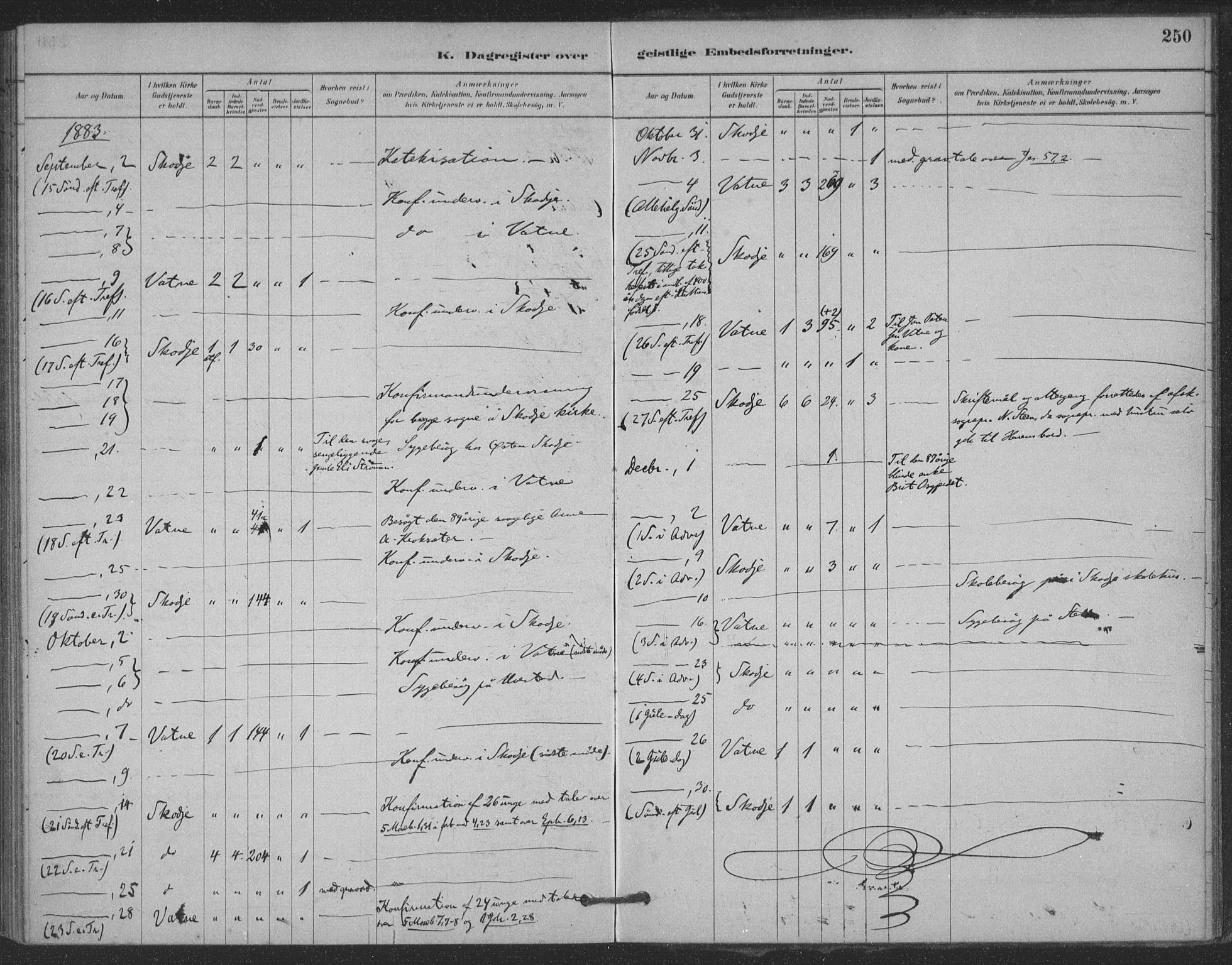 Ministerialprotokoller, klokkerbøker og fødselsregistre - Møre og Romsdal, AV/SAT-A-1454/524/L0356: Parish register (official) no. 524A08, 1880-1899, p. 250