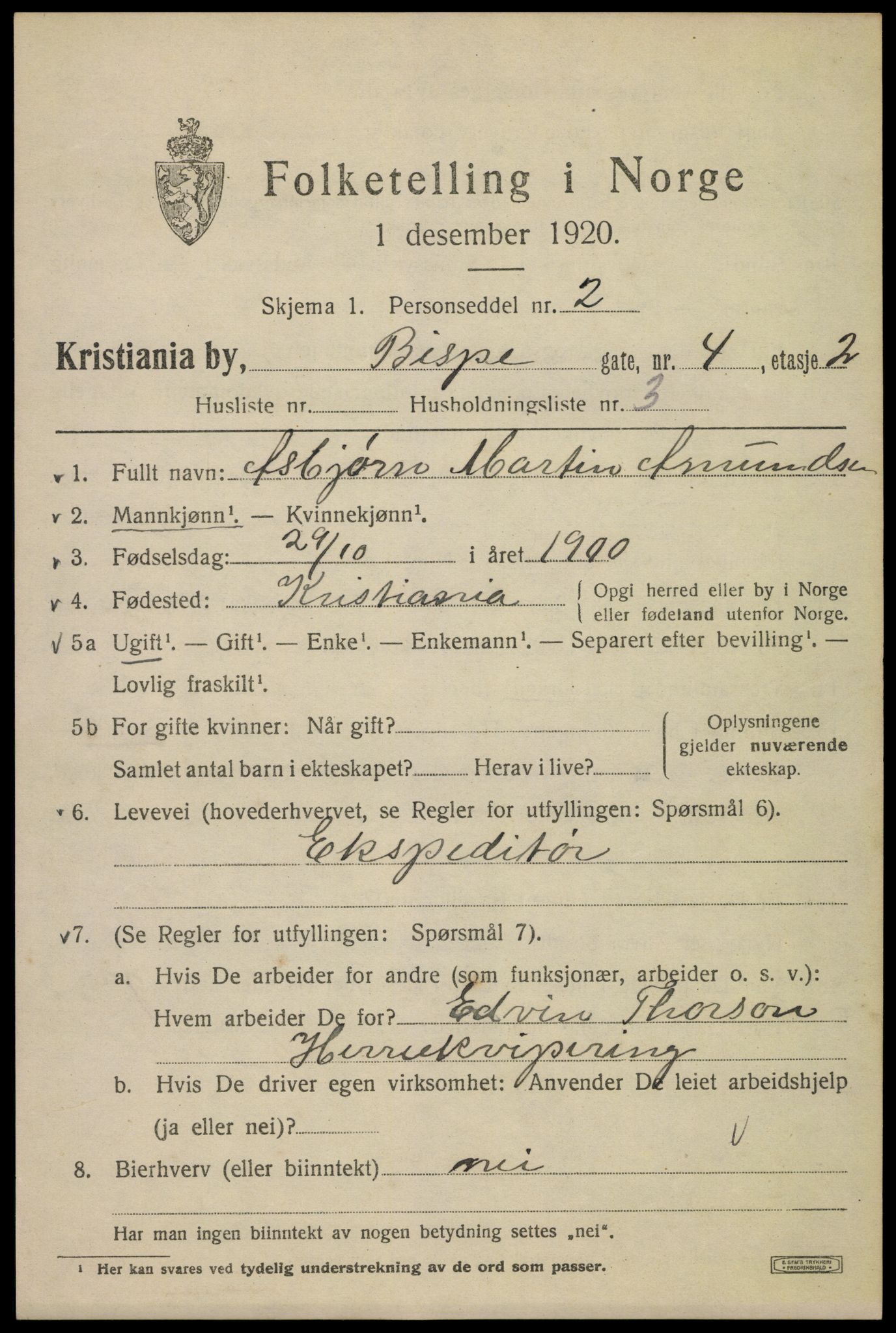 SAO, 1920 census for Kristiania, 1920, p. 157053