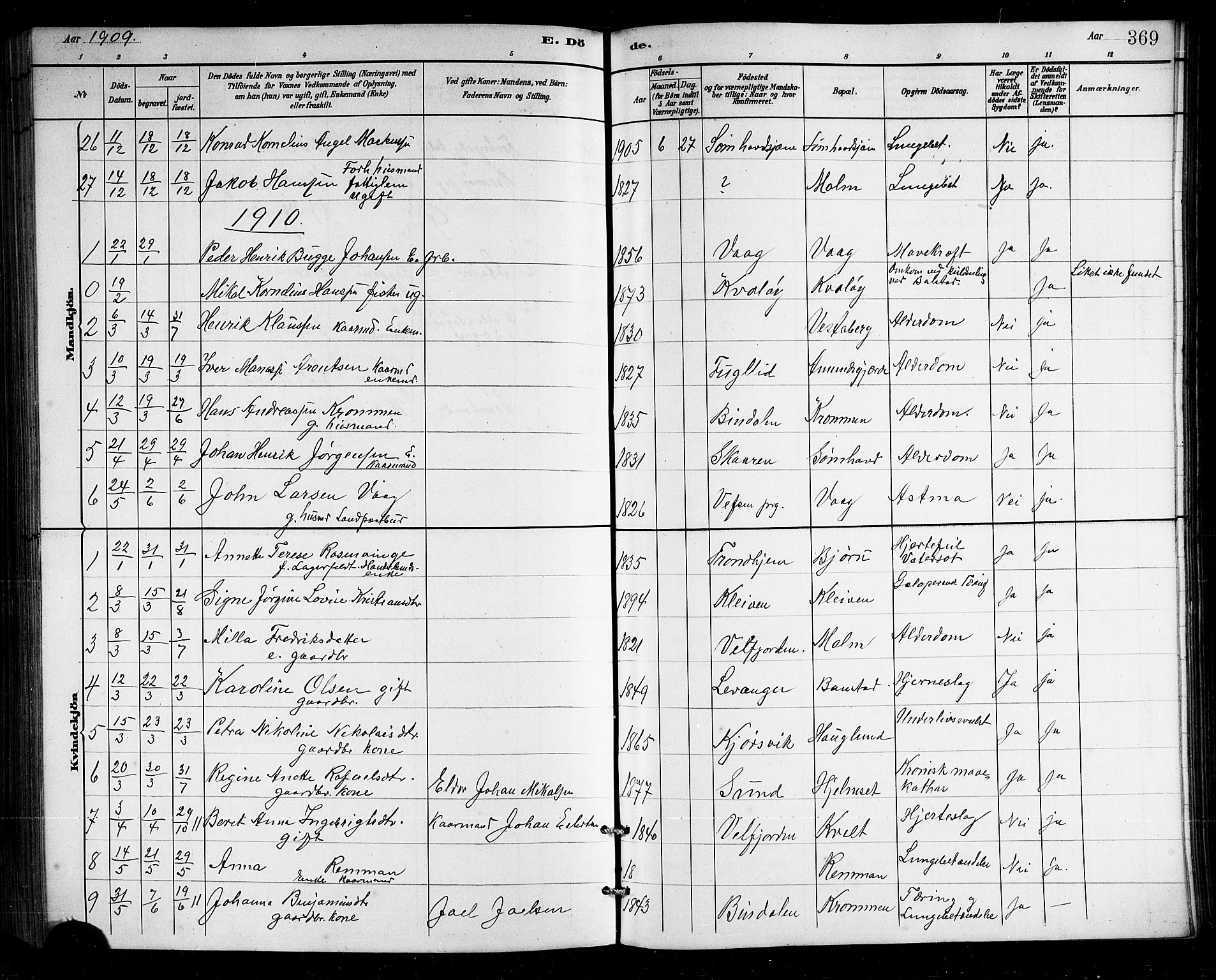 Ministerialprotokoller, klokkerbøker og fødselsregistre - Nordland, SAT/A-1459/812/L0188: Parish register (copy) no. 812C06, 1884-1912, p. 369