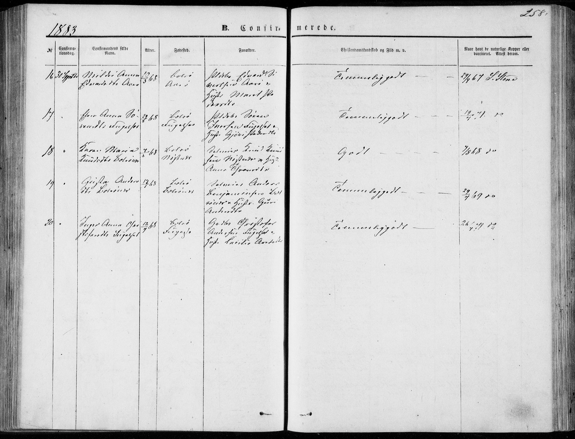 Ministerialprotokoller, klokkerbøker og fødselsregistre - Møre og Romsdal, AV/SAT-A-1454/555/L0655: Parish register (official) no. 555A05, 1869-1886, p. 258