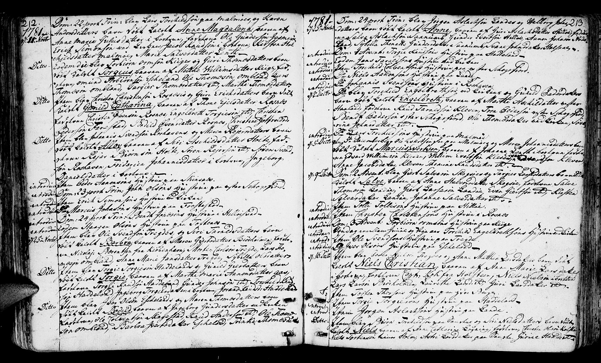 Mandal sokneprestkontor, SAK/1111-0030/F/Fa/Faa/L0003: Parish register (official) no. A 3, 1748-1794, p. 212-213
