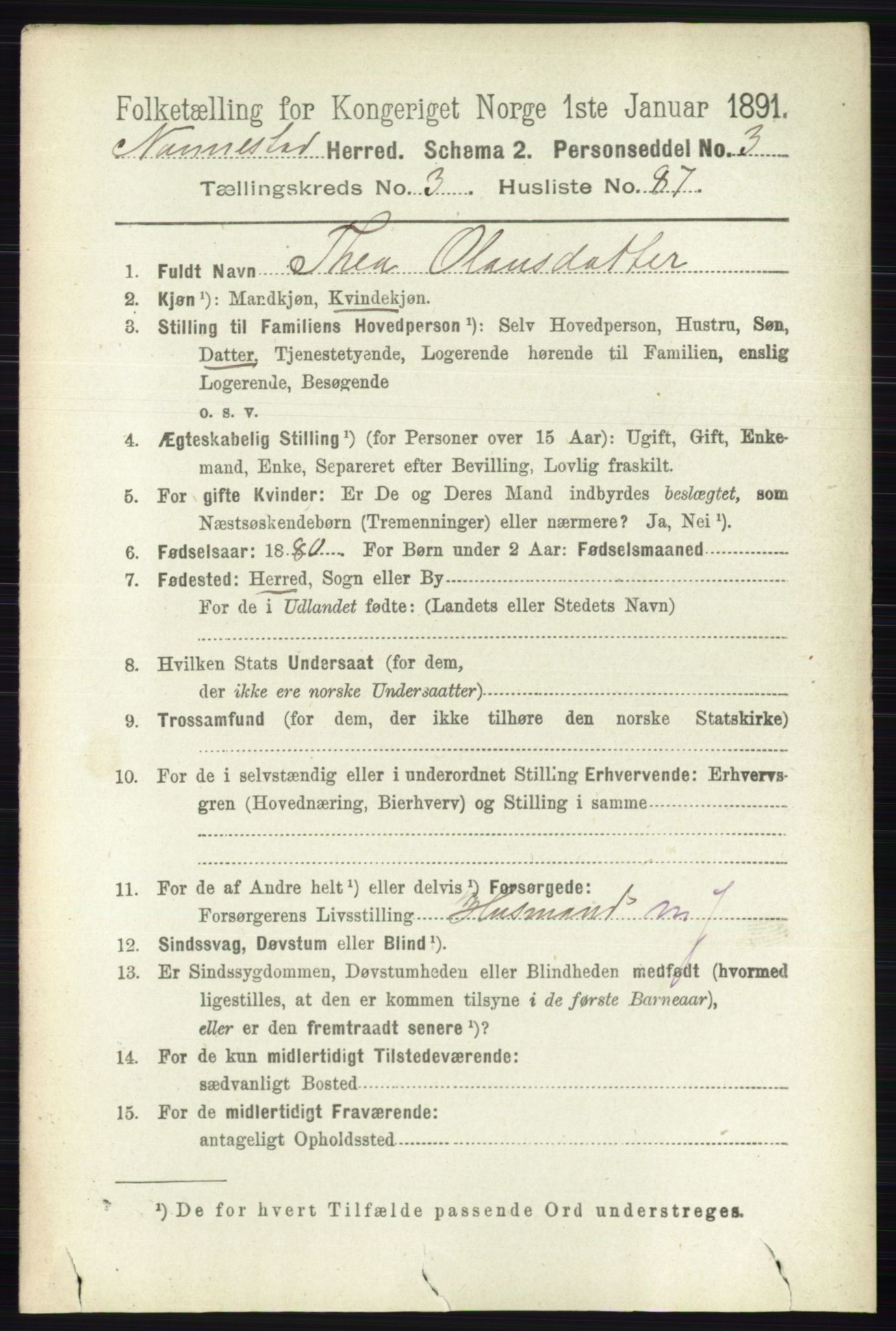 RA, 1891 census for 0238 Nannestad, 1891, p. 1968