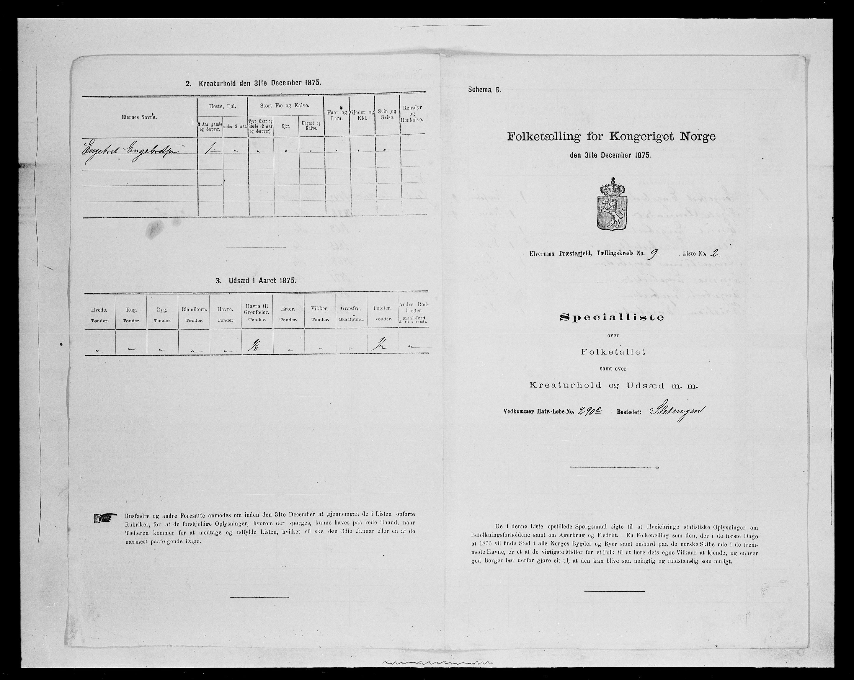 SAH, 1875 census for 0427P Elverum, 1875, p. 1901