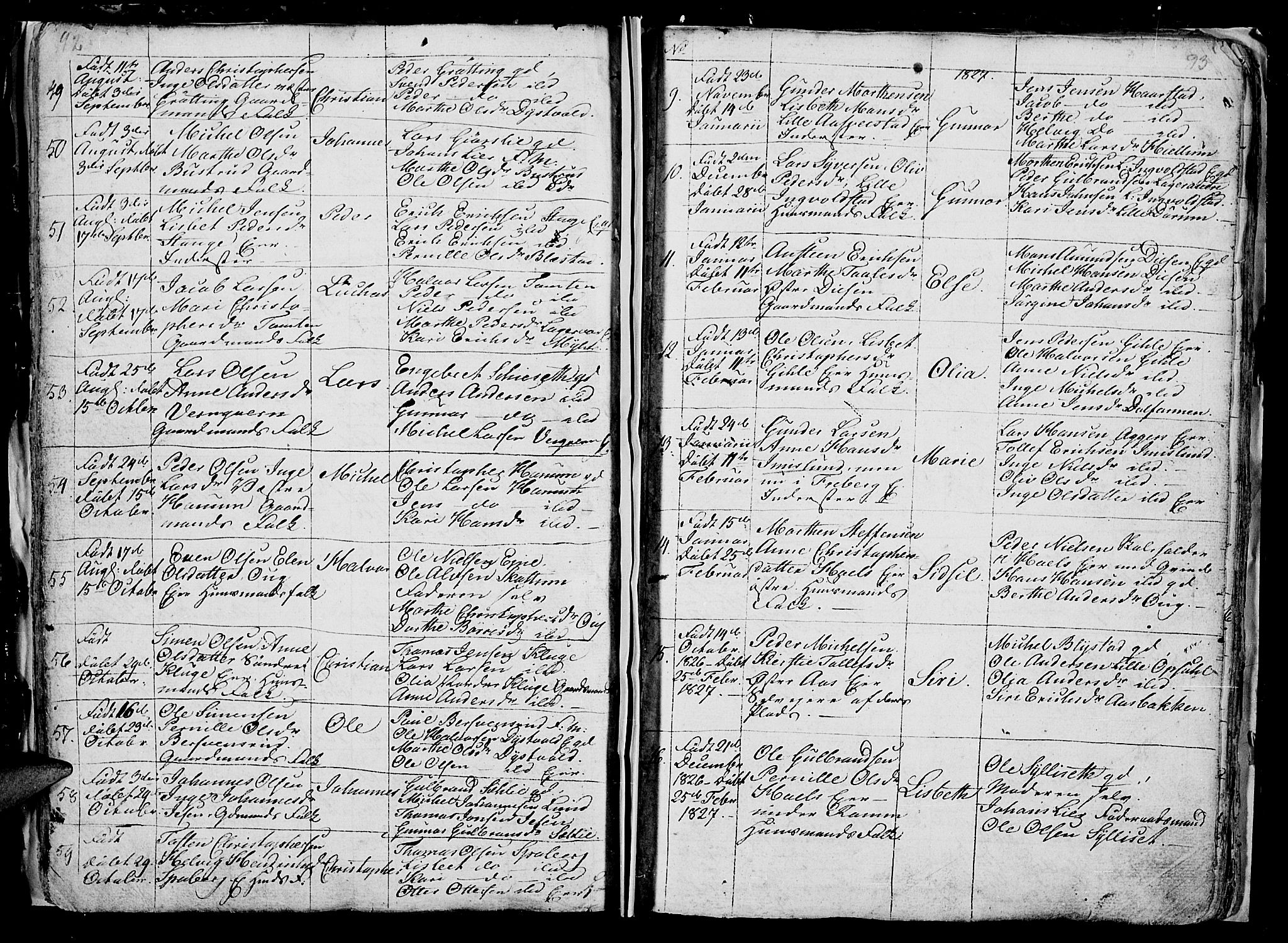 Vang prestekontor, Hedmark, SAH/PREST-008/H/Ha/Hab/L0006: Parish register (copy) no. 6, 1819-1832, p. 92-93