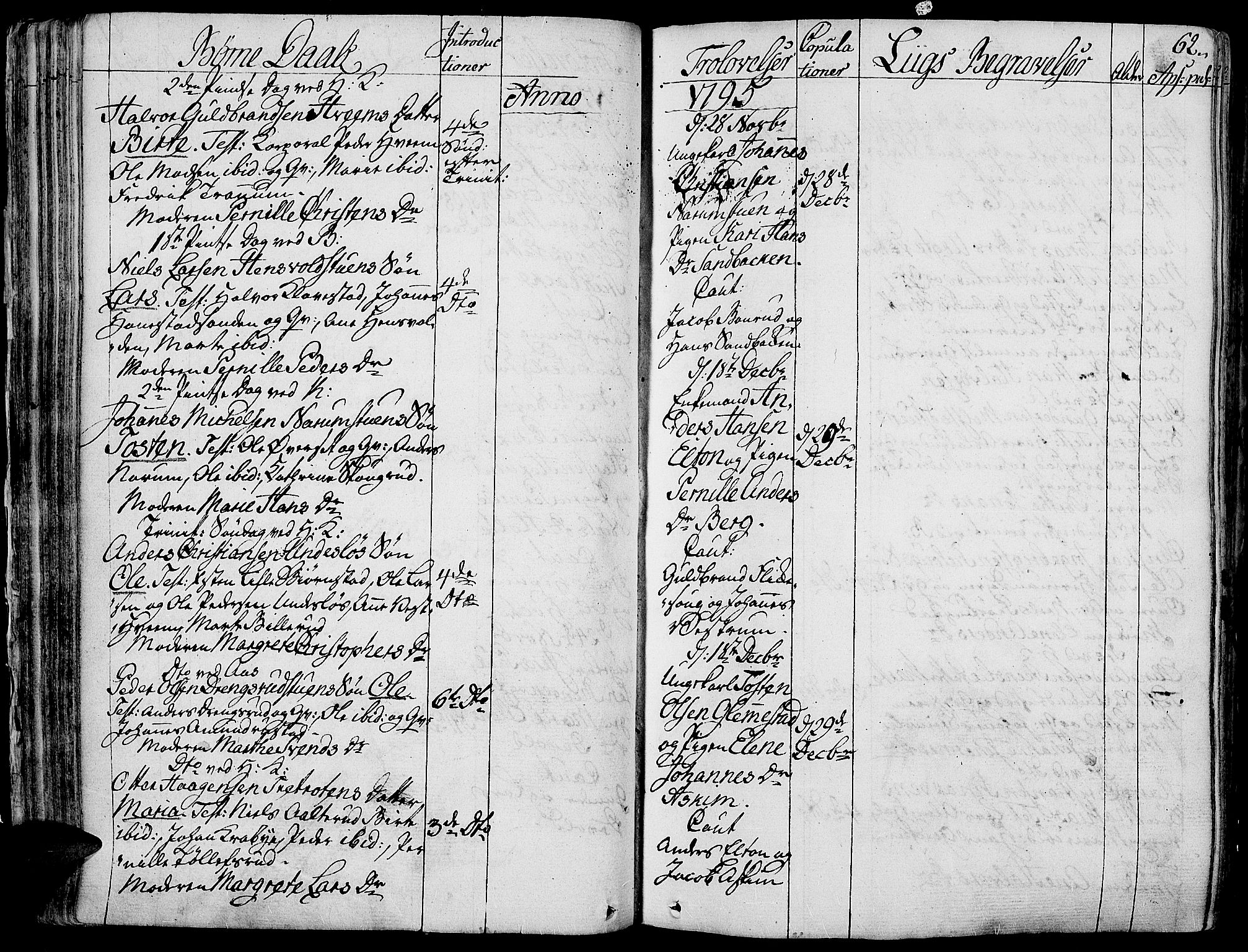 Toten prestekontor, SAH/PREST-102/H/Ha/Haa/L0007: Parish register (official) no. 7, 1794-1809, p. 62