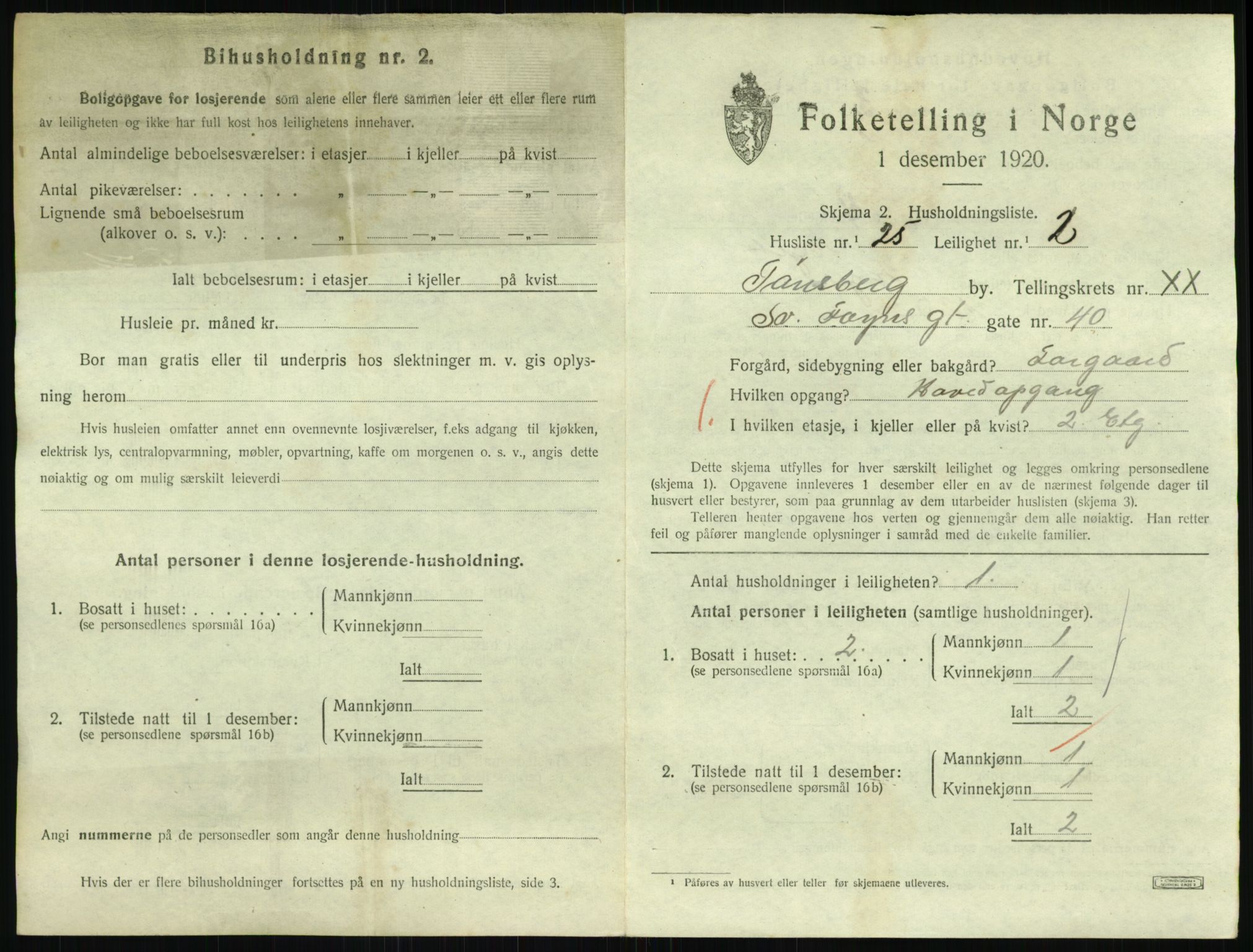 SAKO, 1920 census for Tønsberg, 1920, p. 7613