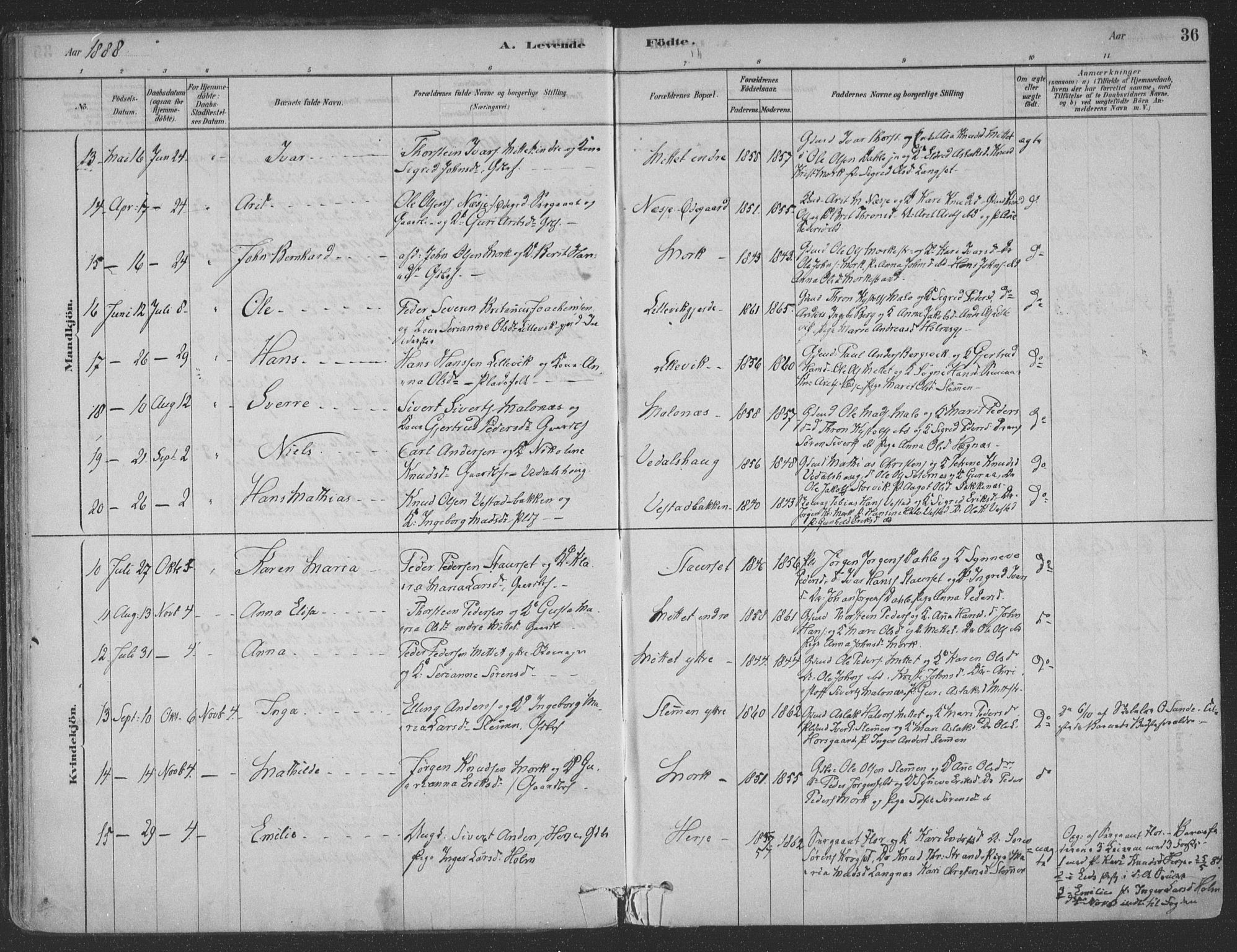 Ministerialprotokoller, klokkerbøker og fødselsregistre - Møre og Romsdal, AV/SAT-A-1454/547/L0604: Parish register (official) no. 547A06, 1878-1906, p. 36