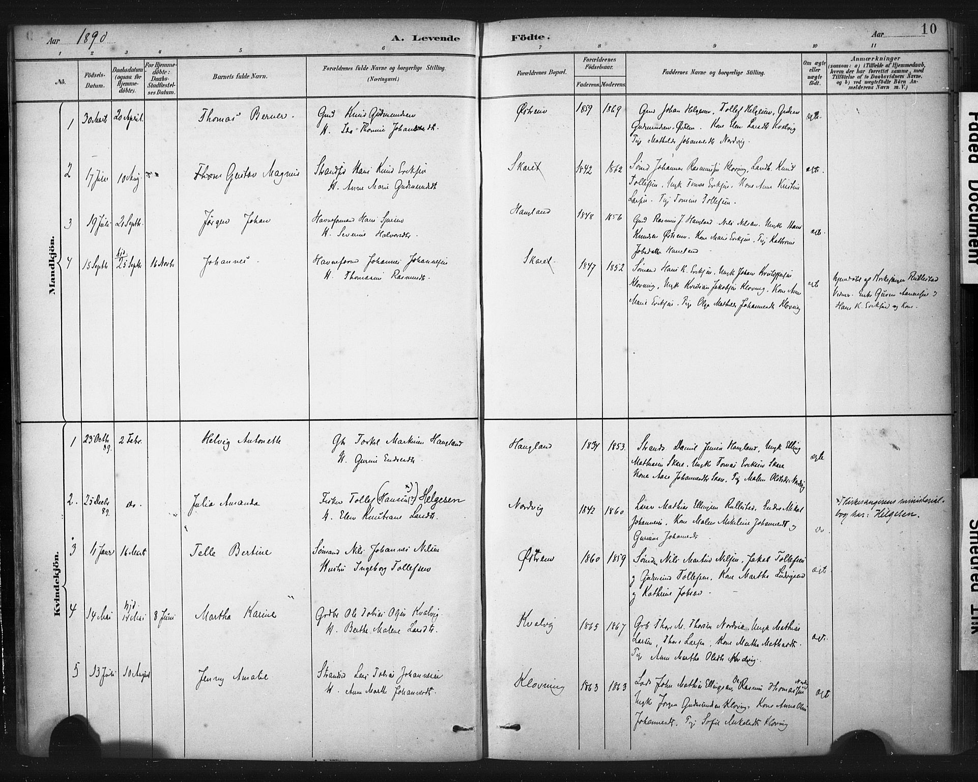 Torvastad sokneprestkontor, AV/SAST-A -101857/H/Ha/Haa/L0016: Parish register (official) no. A 15, 1883-1903, p. 10