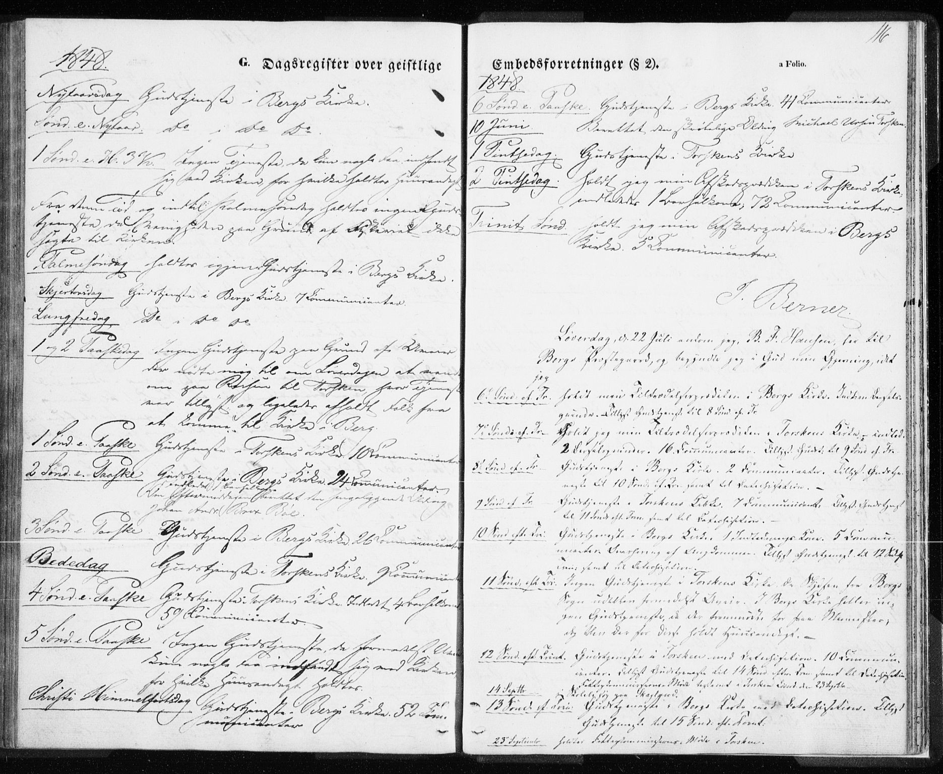 Berg sokneprestkontor, AV/SATØ-S-1318/G/Ga/Gaa/L0001kirke: Parish register (official) no. 1, 1846-1859, p. 116