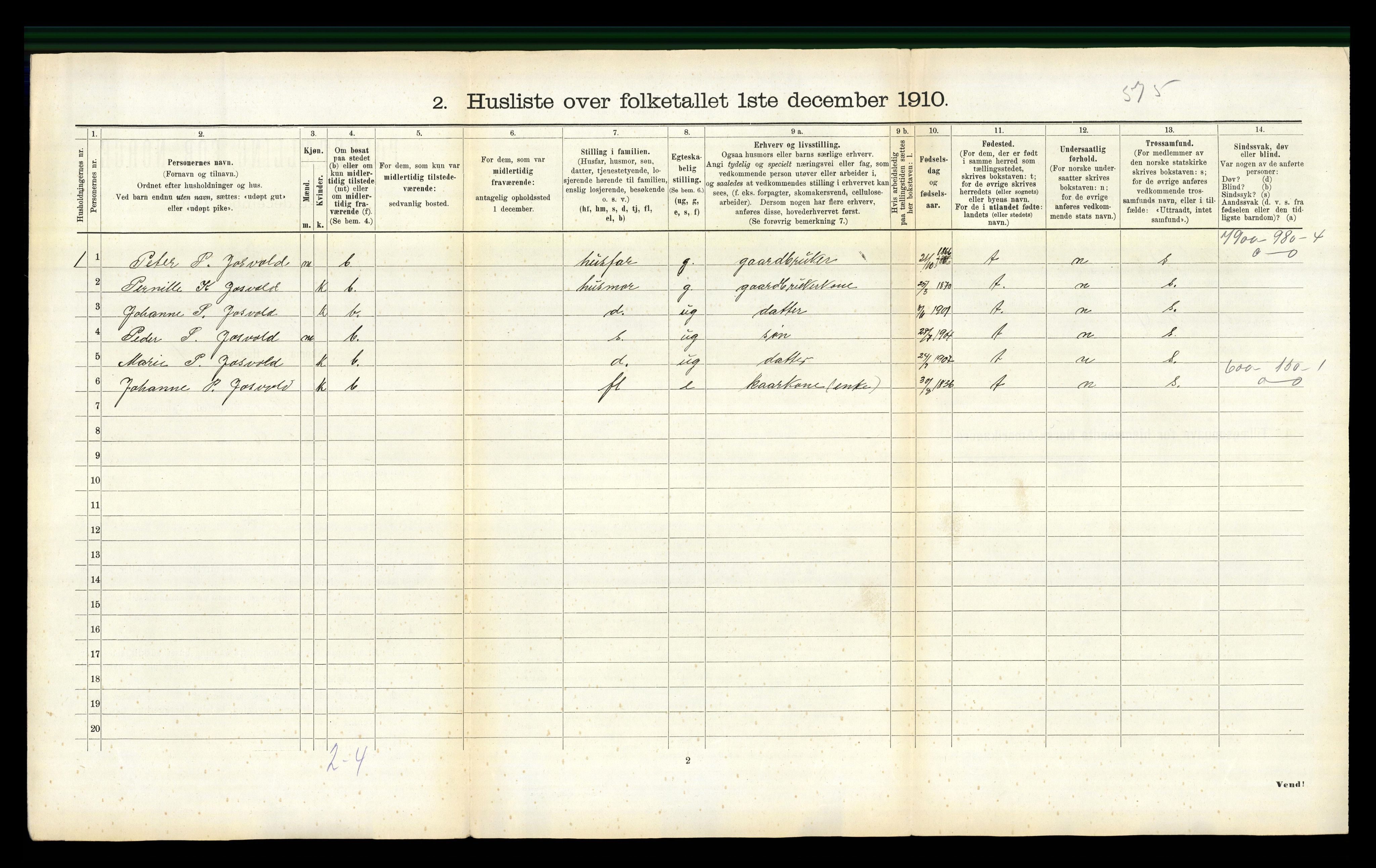 RA, 1910 census for Stordal, 1910, p. 235