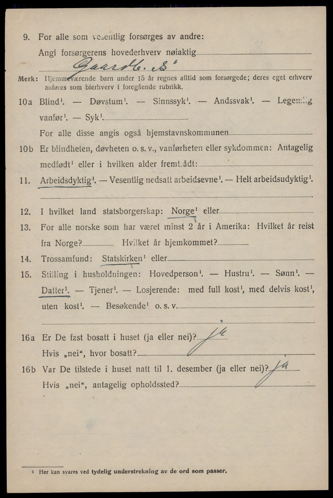 SAST, 1920 census for Klepp, 1920, p. 7543