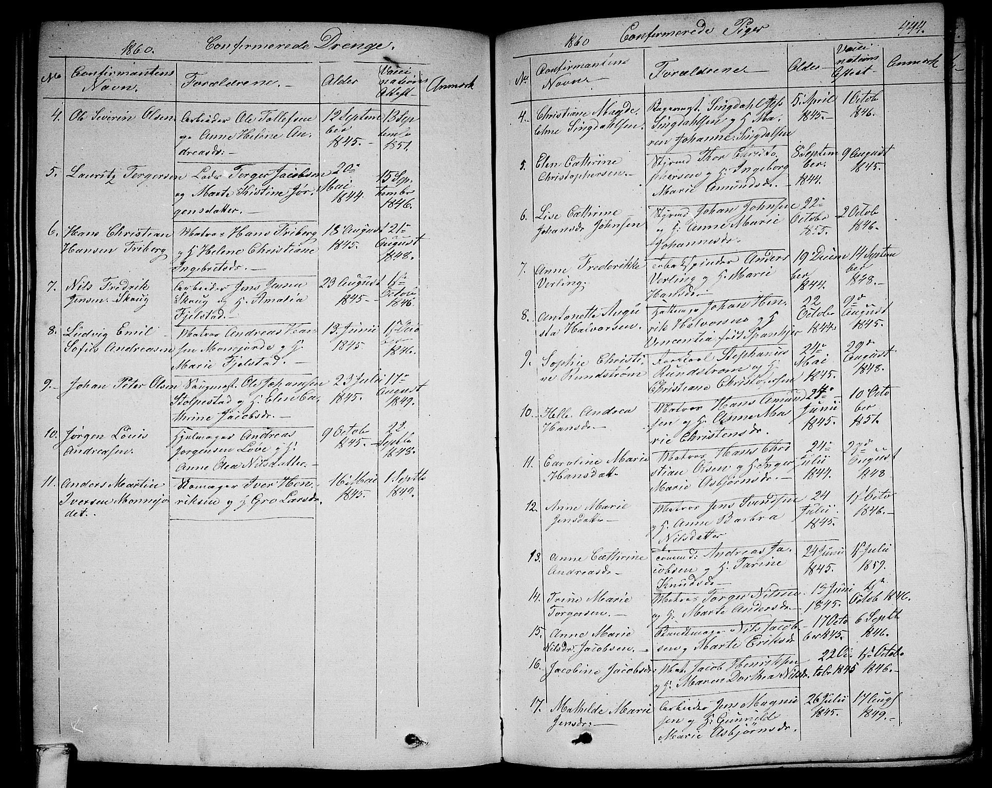 Larvik kirkebøker, SAKO/A-352/G/Ga/L0003b: Parish register (copy) no. I 3B, 1830-1870, p. 444