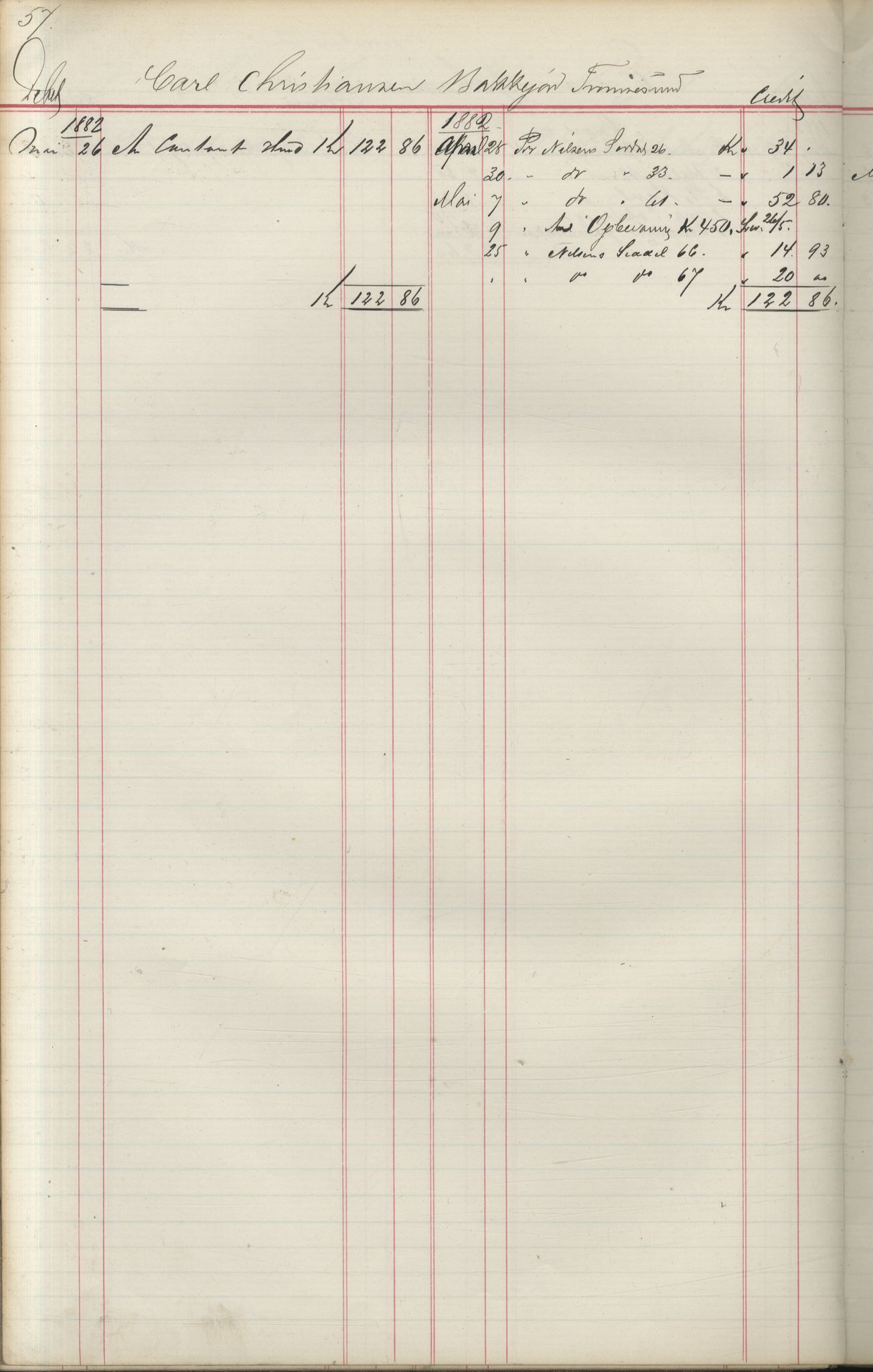 Brodtkorb handel A/S, VAMU/A-0001/F/Fa/L0004/0001: Kompanibøker. Utensogns / Compagnibog for Udensogns Fiskere No 15. Fra A - H, 1882-1895, p. 57