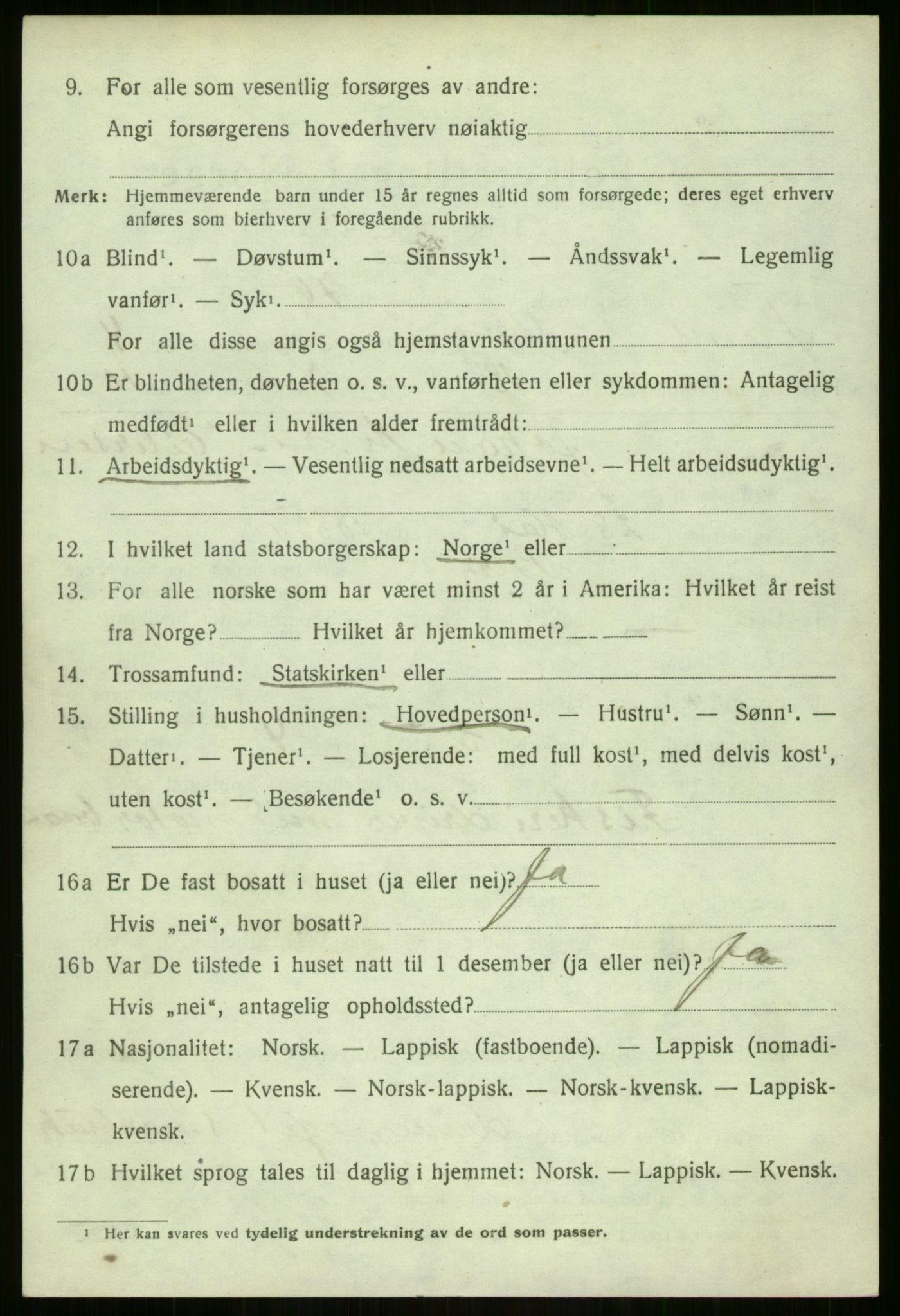 SATØ, 1920 census for Berg, 1920, p. 1691