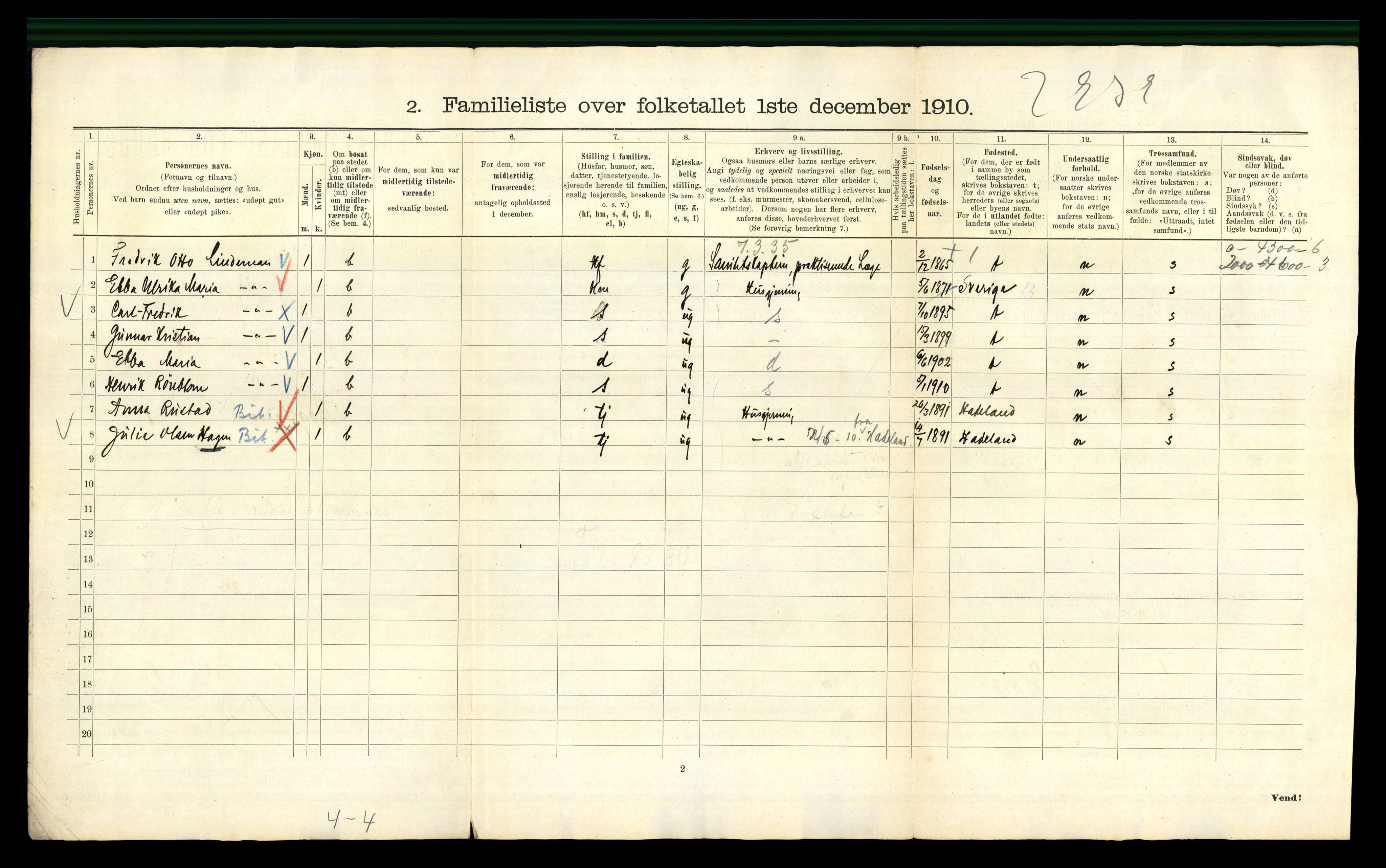 RA, 1910 census for Kristiania, 1910, p. 7666