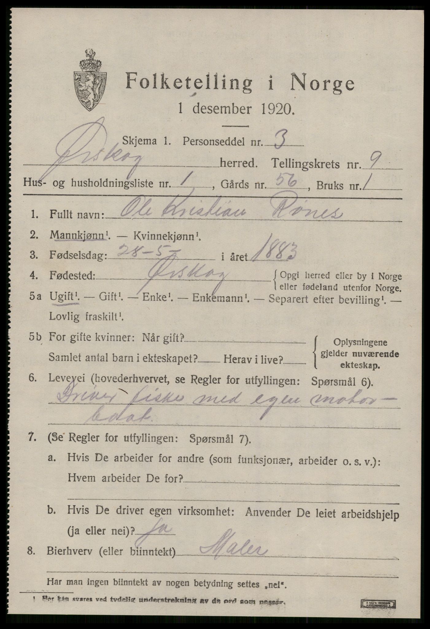 SAT, 1920 census for Ørskog, 1920, p. 4436