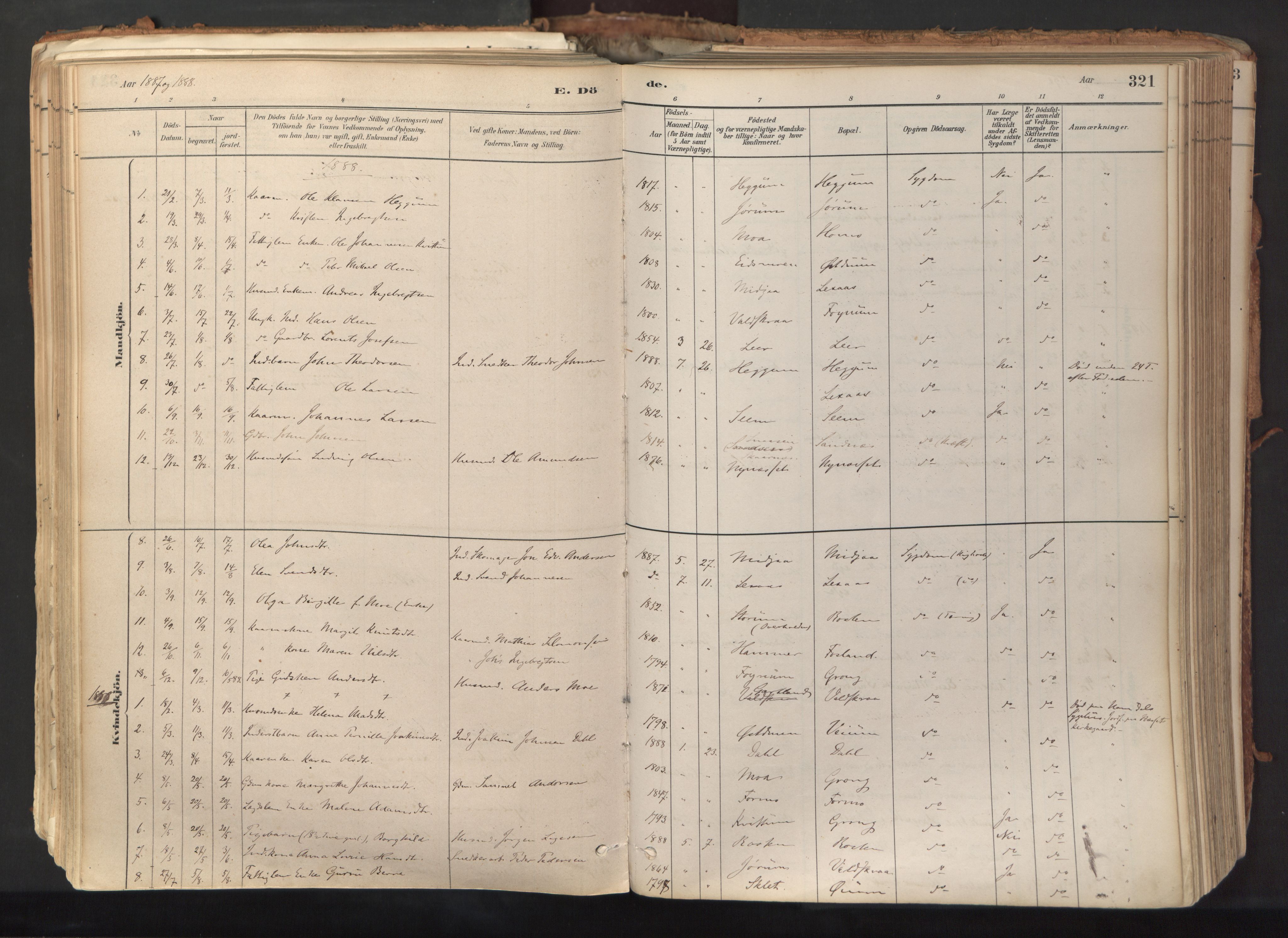 Ministerialprotokoller, klokkerbøker og fødselsregistre - Nord-Trøndelag, SAT/A-1458/758/L0519: Parish register (official) no. 758A04, 1880-1926, p. 321