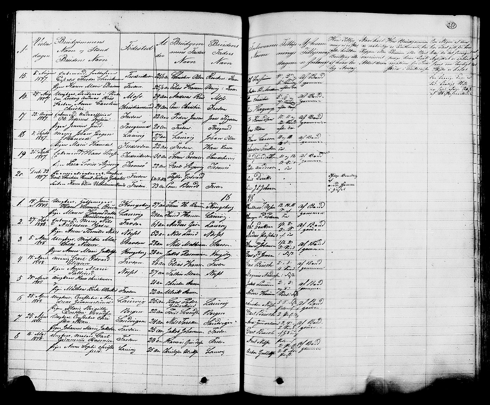 Stavern kirkebøker, AV/SAKO-A-318/G/Ga/L0002: Parish register (copy) no. 2, 1839-1909, p. 251