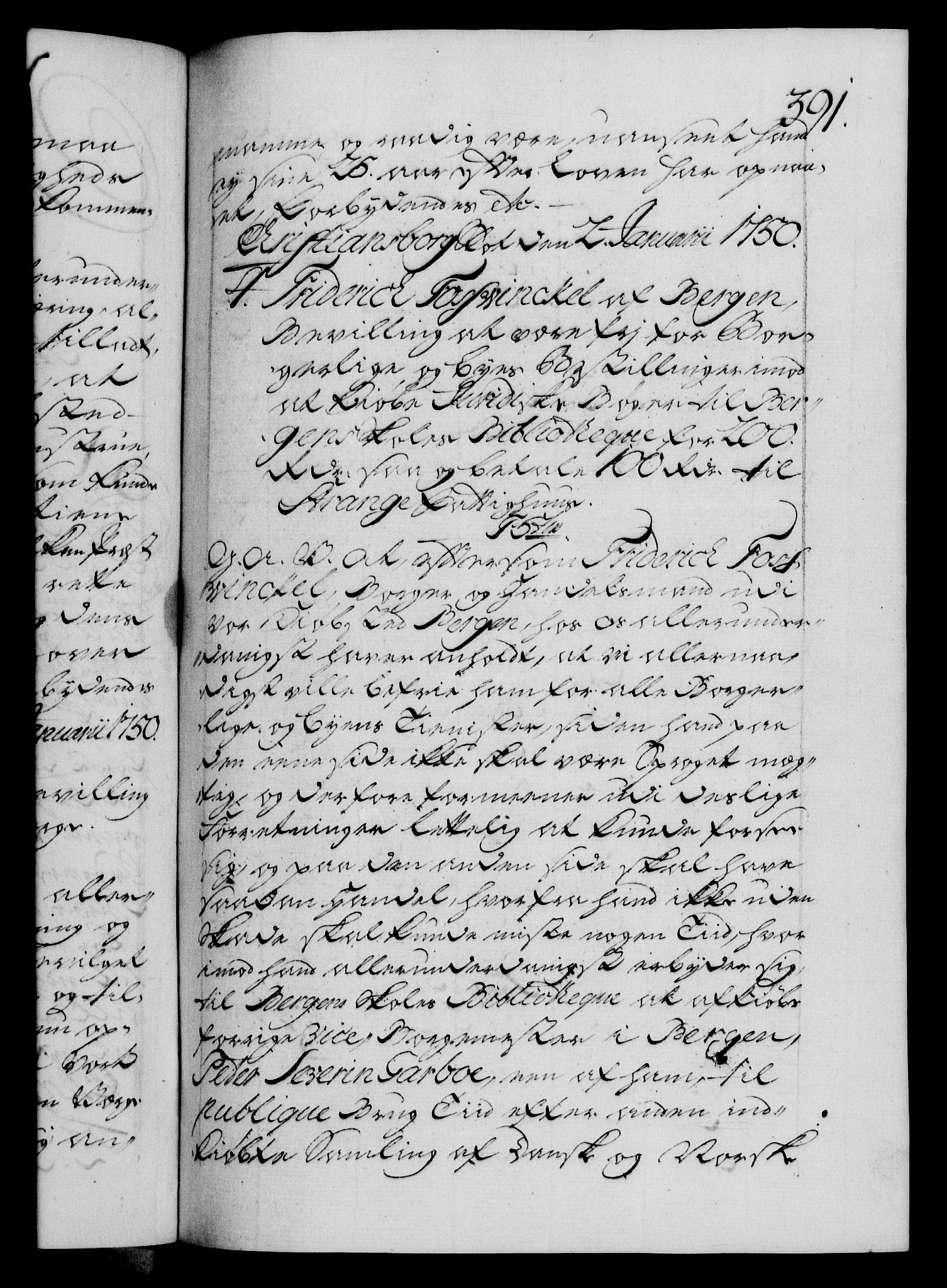 Danske Kanselli 1572-1799, AV/RA-EA-3023/F/Fc/Fca/Fcaa/L0036: Norske registre, 1749-1750, p. 391a