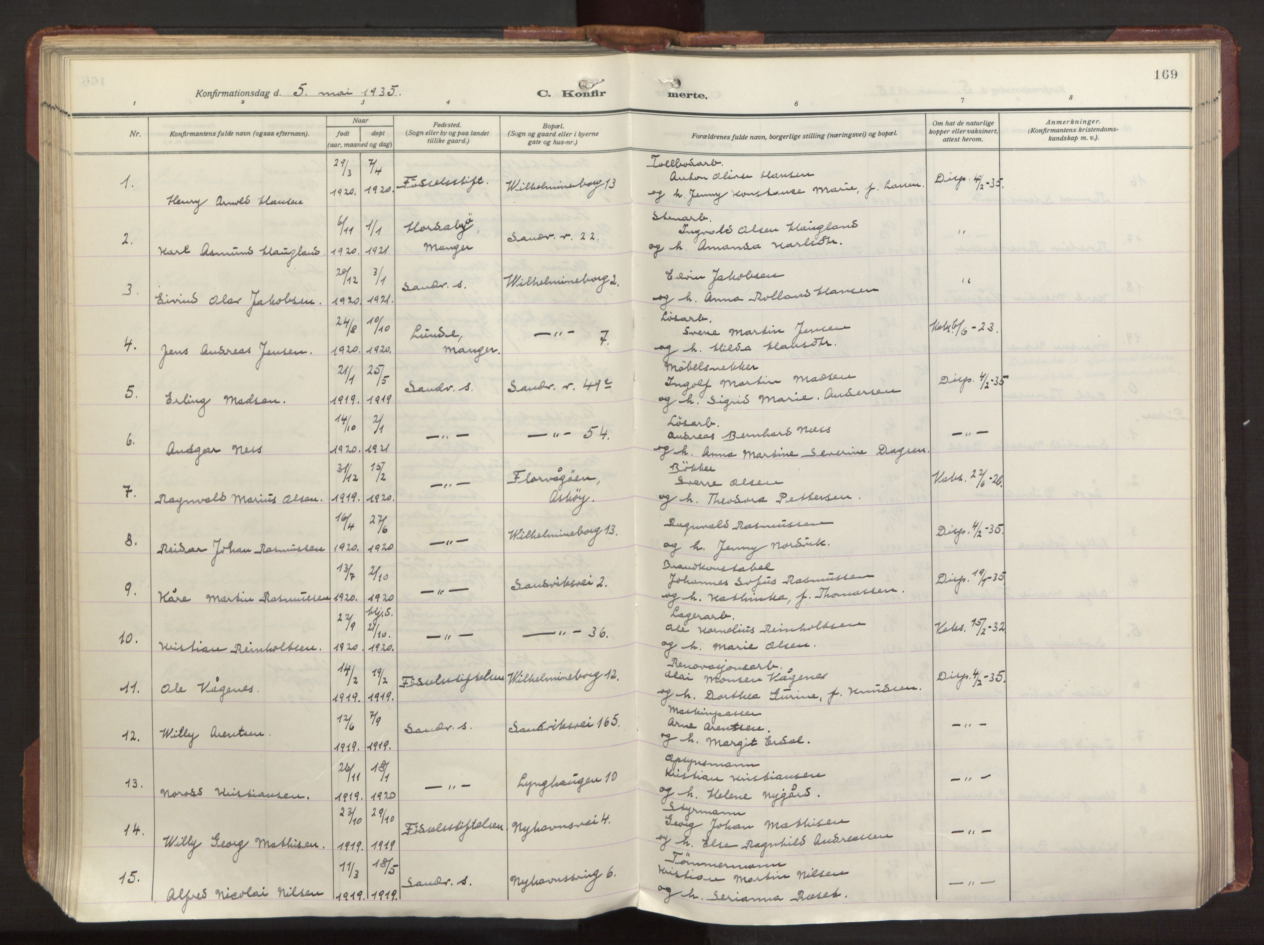 Sandviken Sokneprestembete, AV/SAB-A-77601/H/Ha/L0013: Parish register (official) no. C 4, 1926-1943, p. 169