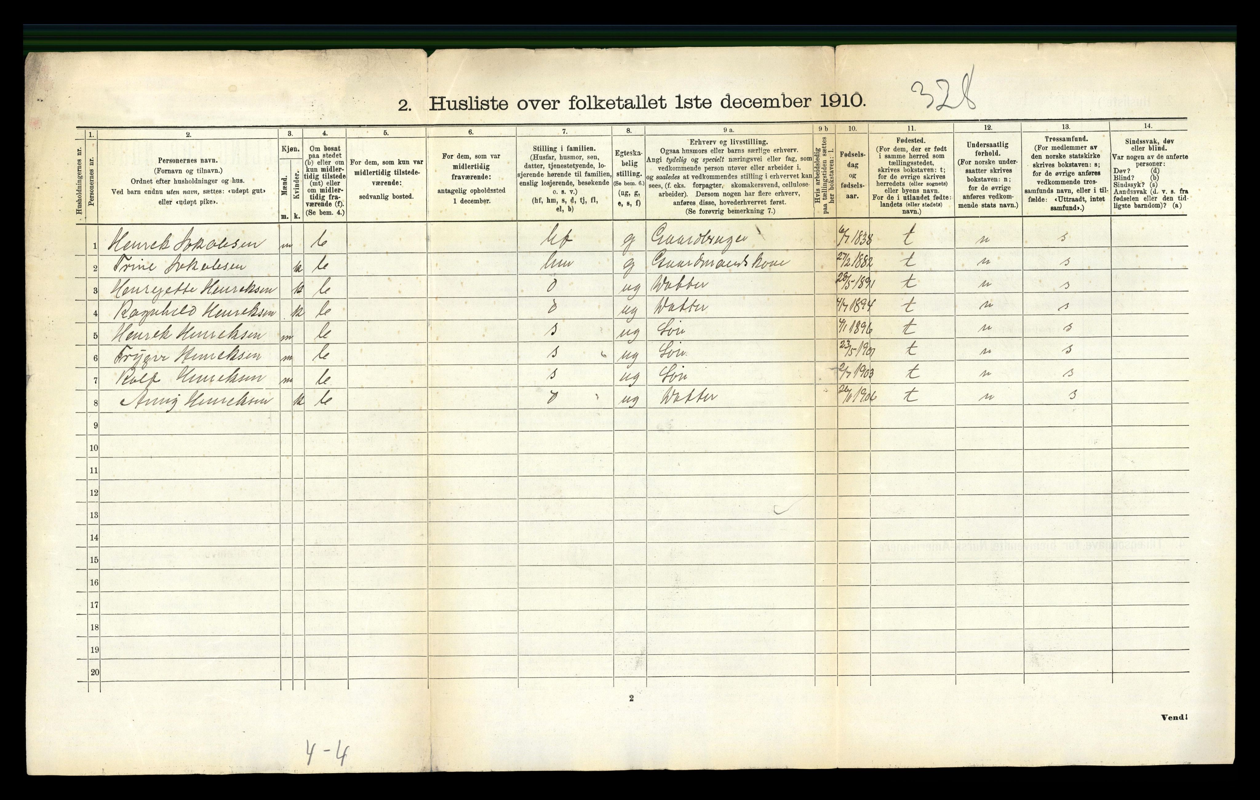 RA, 1910 census for Hadsel, 1910, p. 1954