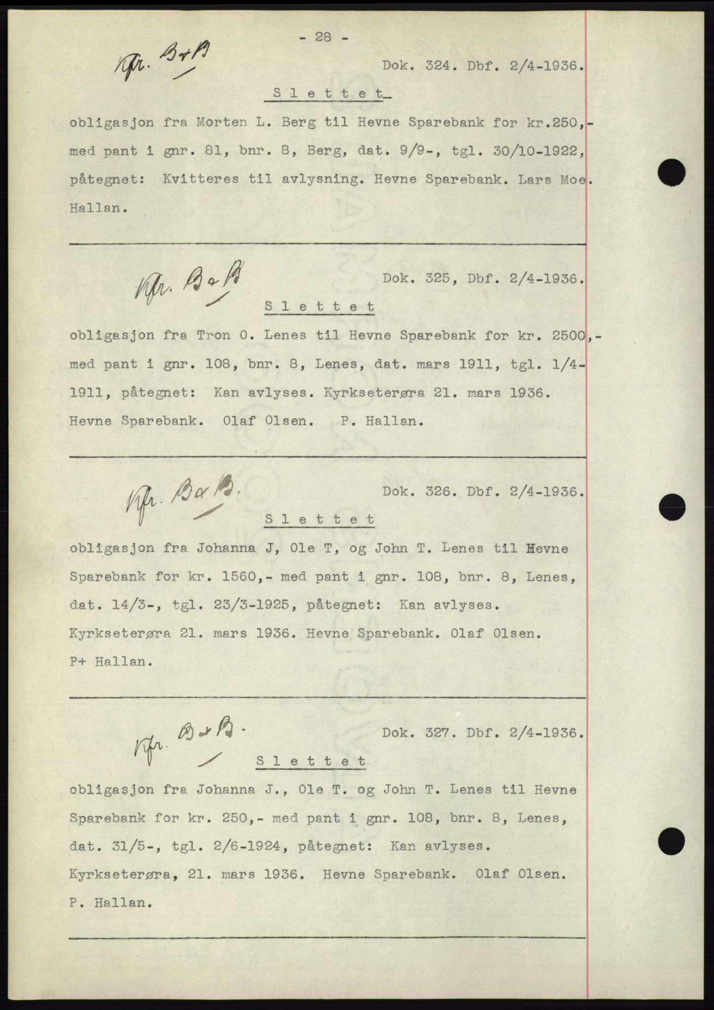 Hitra sorenskriveri, AV/SAT-A-0018/2/2C/2Ca: Mortgage book no. C1, 1936-1945, Diary no: : 324/1936