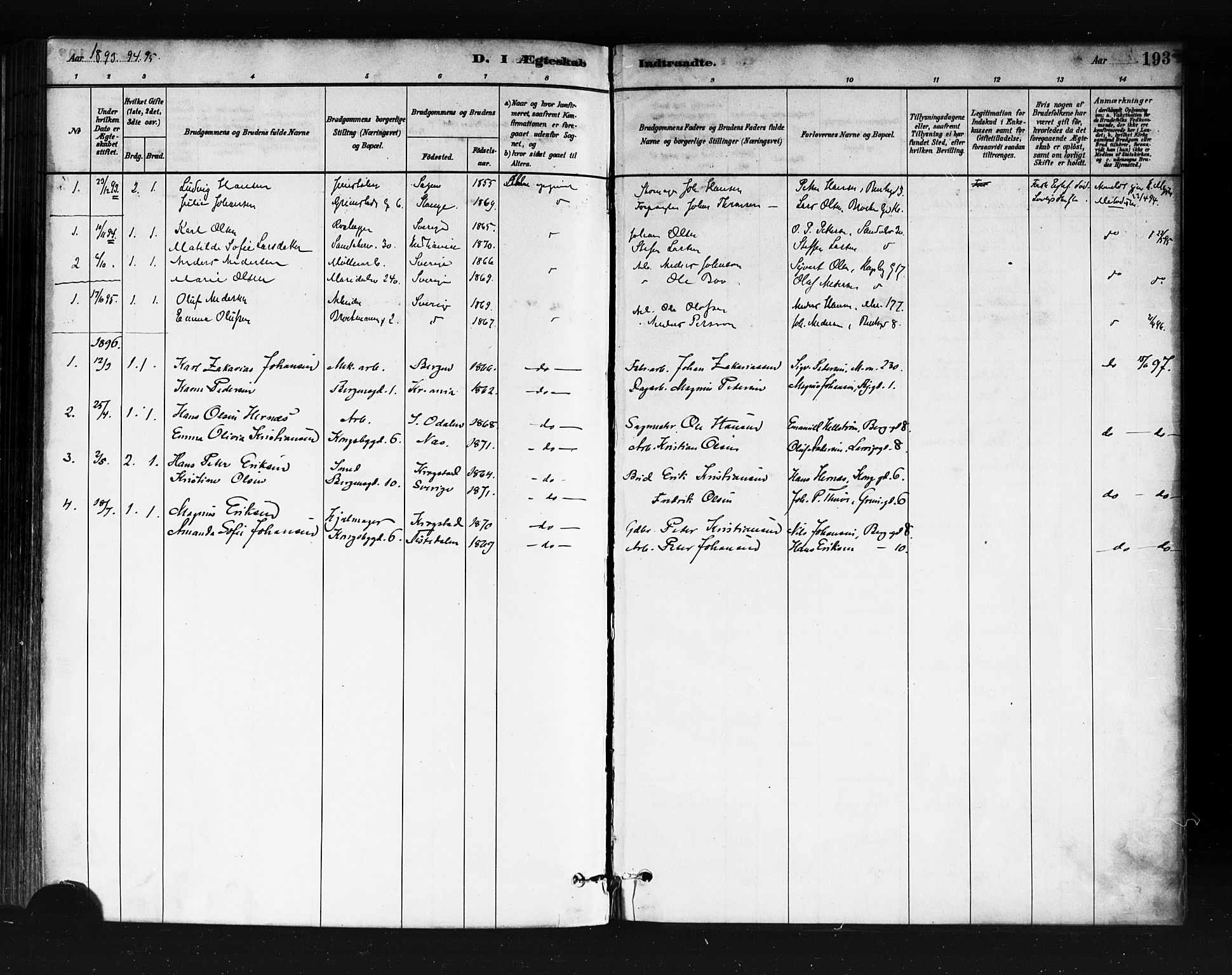 Sagene prestekontor Kirkebøker, AV/SAO-A-10796/F/L0002: Parish register (official) no. 2, 1880-1897, p. 193