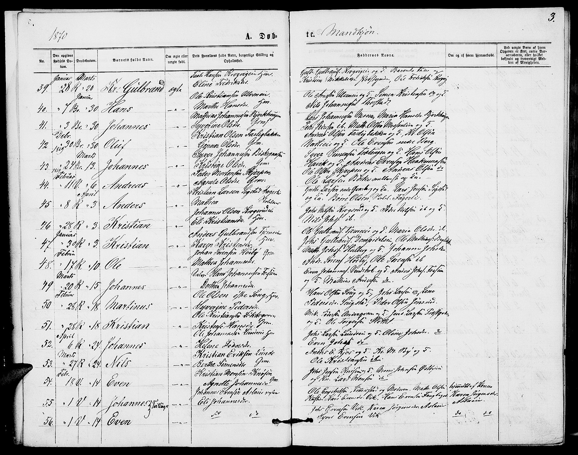 Ringsaker prestekontor, AV/SAH-PREST-014/L/La/L0008: Parish register (copy) no. 8, 1870-1878, p. 3