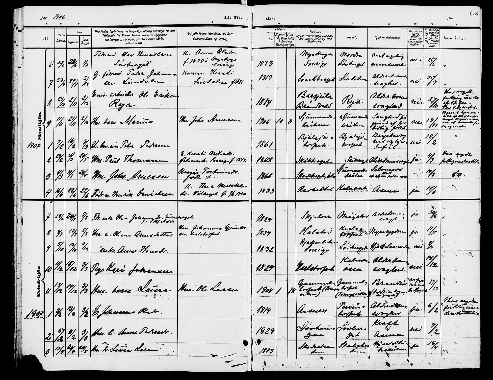 Grue prestekontor, AV/SAH-PREST-036/H/Ha/Hab/L0006: Parish register (copy) no. 6, 1902-1910, p. 63