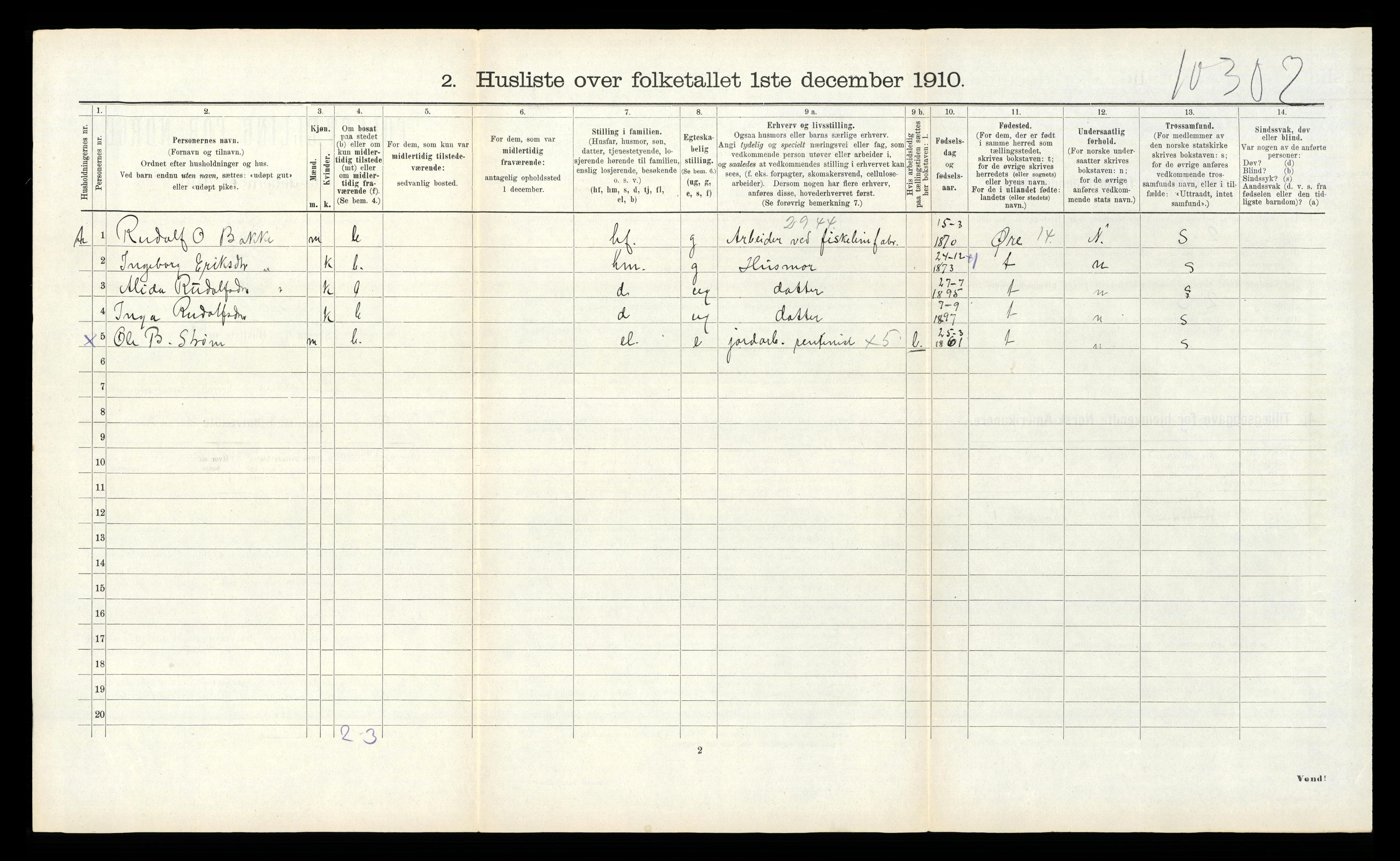 RA, 1910 census for Bremsnes, 1910, p. 383