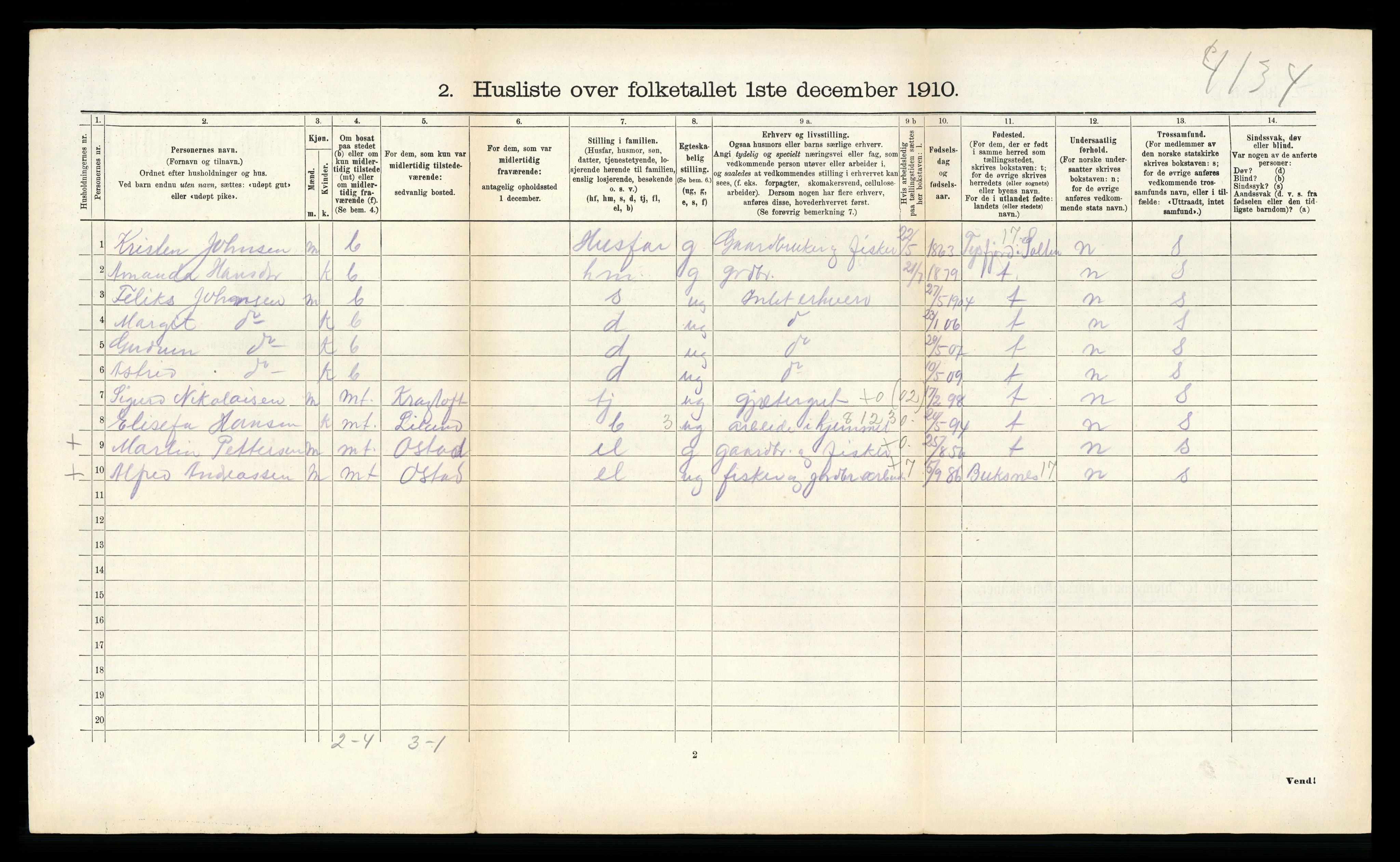 RA, 1910 census for Borge, 1910, p. 172