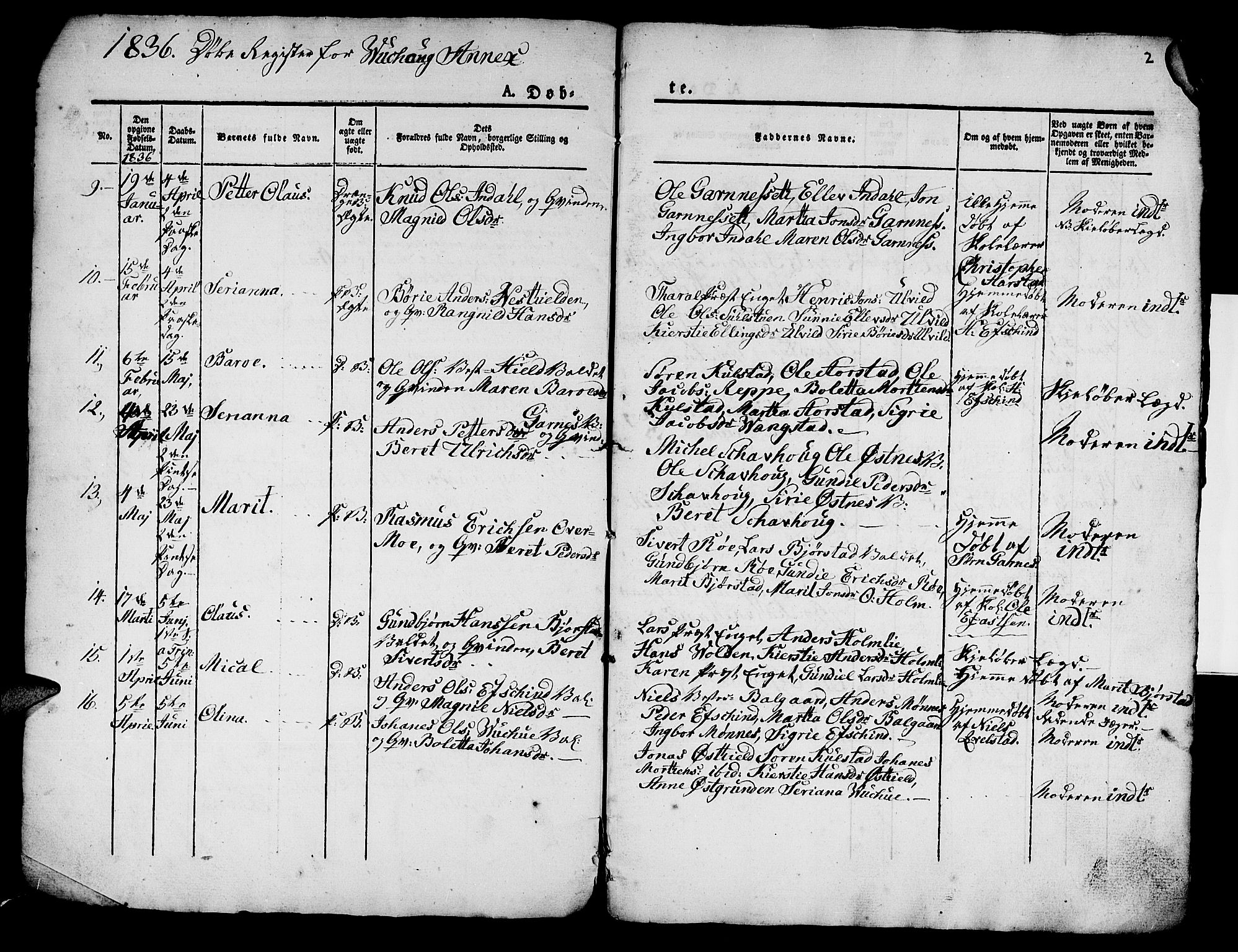 Ministerialprotokoller, klokkerbøker og fødselsregistre - Nord-Trøndelag, SAT/A-1458/724/L0266: Parish register (copy) no. 724C02, 1836-1843, p. 2