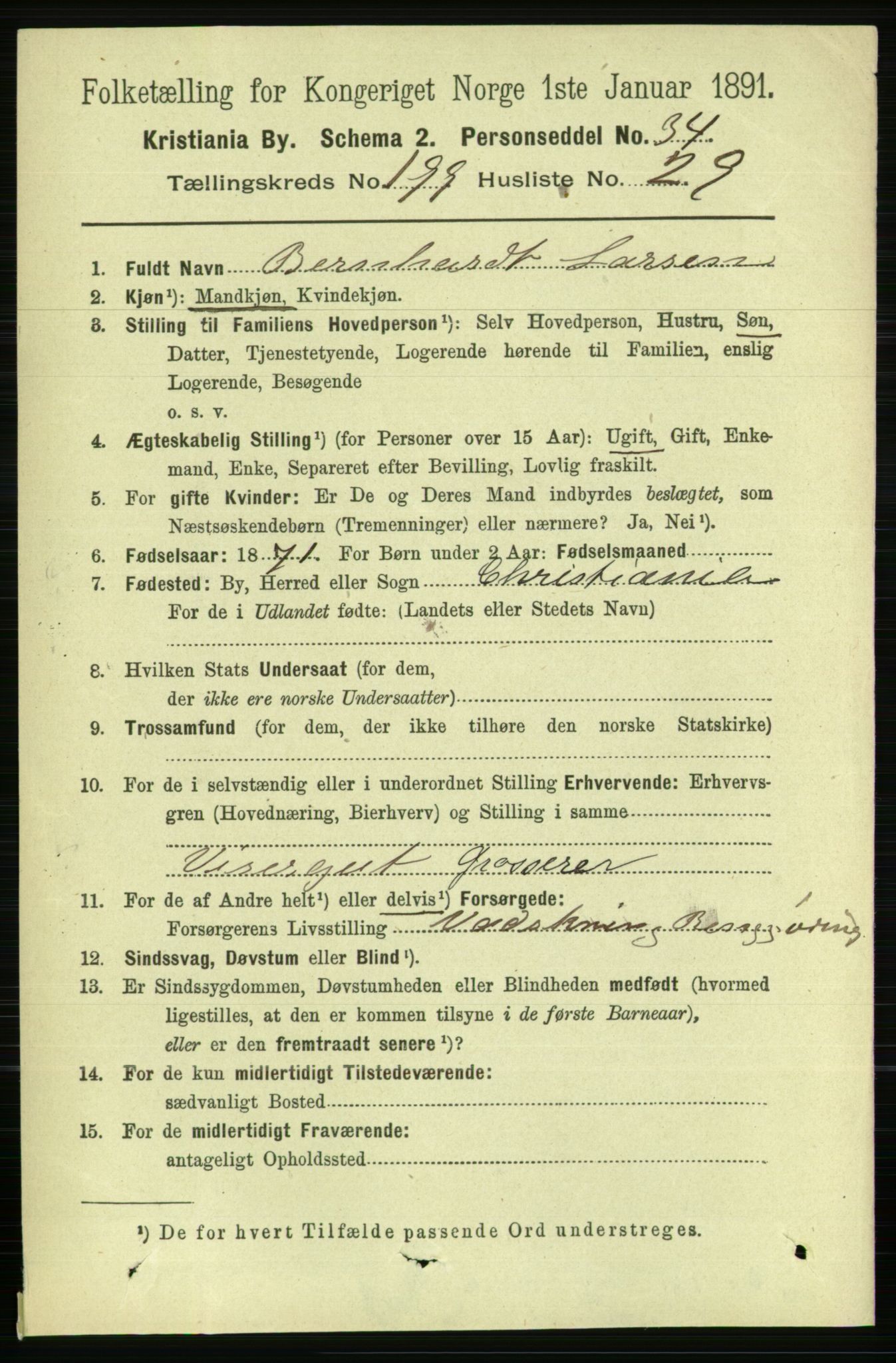RA, 1891 census for 0301 Kristiania, 1891, p. 120227