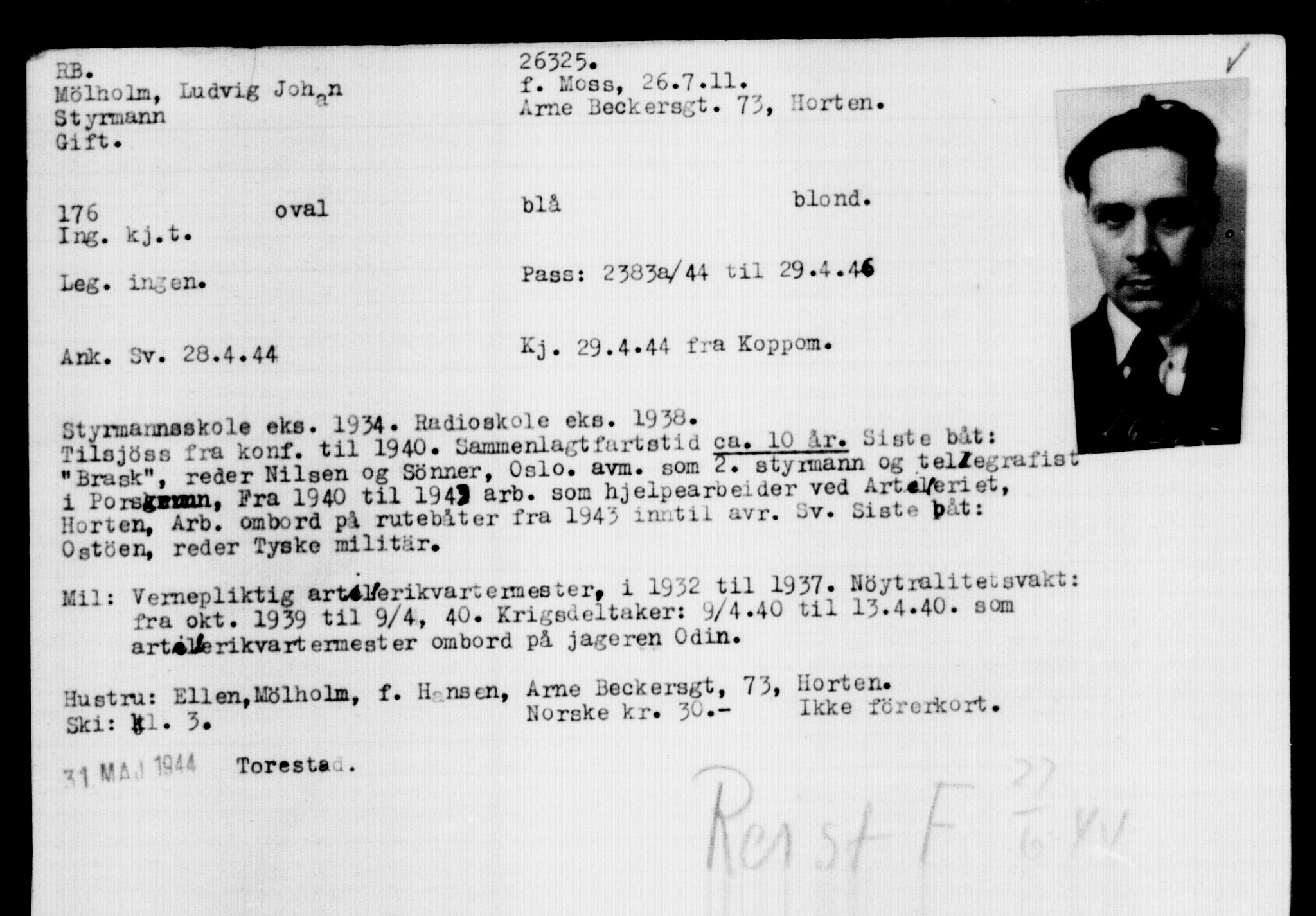 Den Kgl. Norske Legasjons Flyktningskontor, AV/RA-S-6753/V/Va/L0011: Kjesäterkartoteket.  Flyktningenr. 25300-28349, 1940-1945, p. 1082