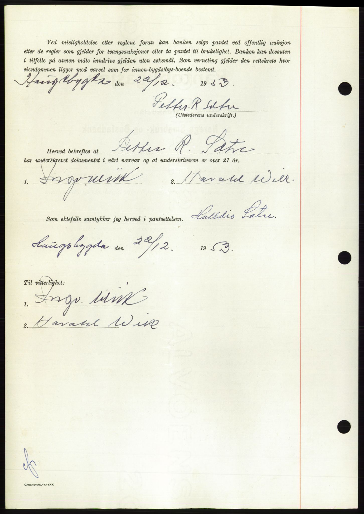 Søre Sunnmøre sorenskriveri, AV/SAT-A-4122/1/2/2C/L0124: Mortgage book no. 12B, 1953-1954, Diary no: : 60/1954