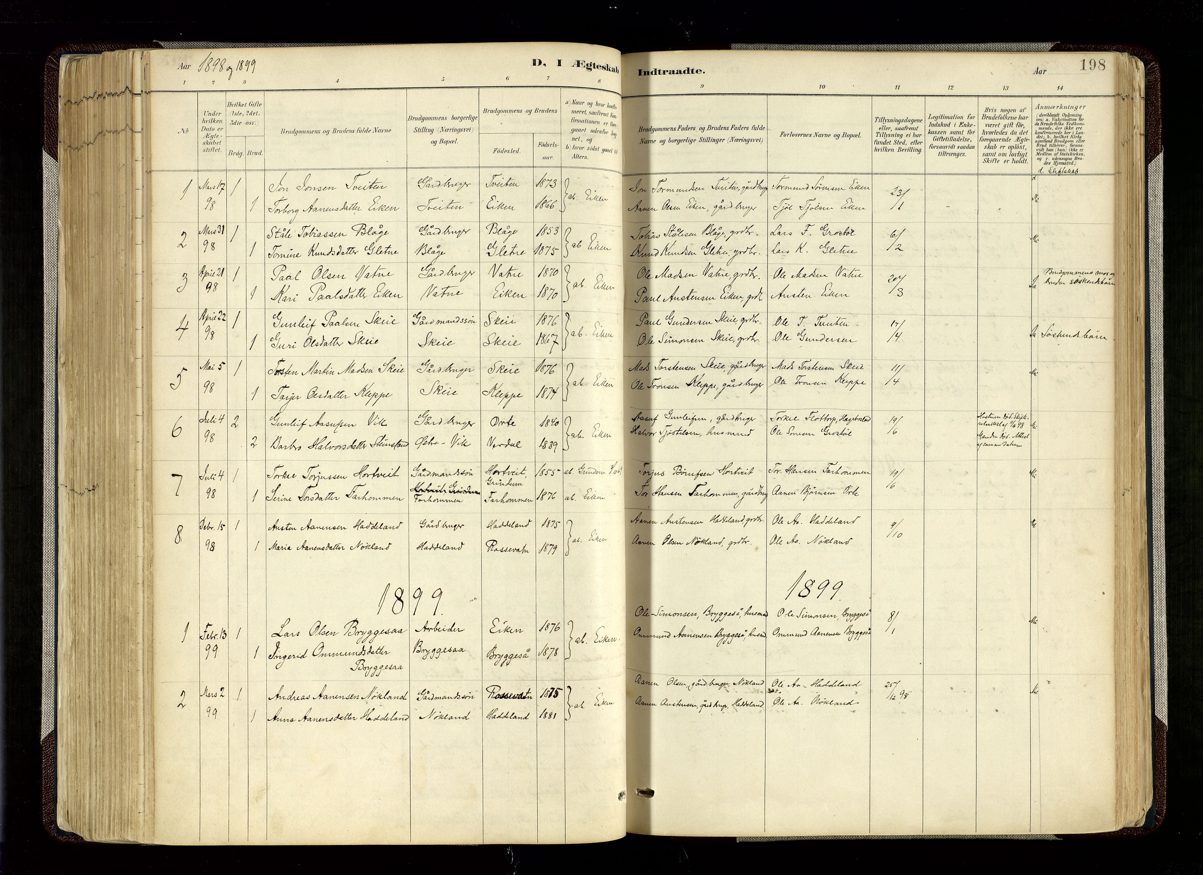 Hægebostad sokneprestkontor, SAK/1111-0024/F/Fa/Fab/L0004: Parish register (official) no. A 4, 1887-1929, p. 198